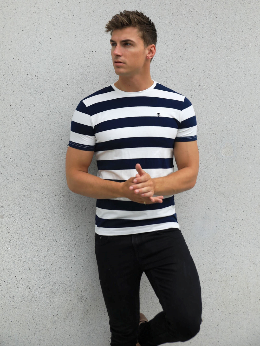 Blakely Loano Stripe T-Shirt Navy | JOKNZRX-84