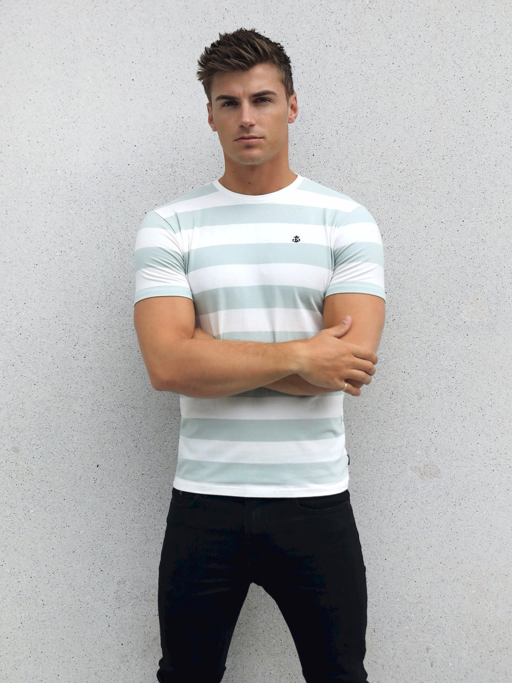 Blakely Loano Stripe T-Shirt Sage | HEBZNPD-52
