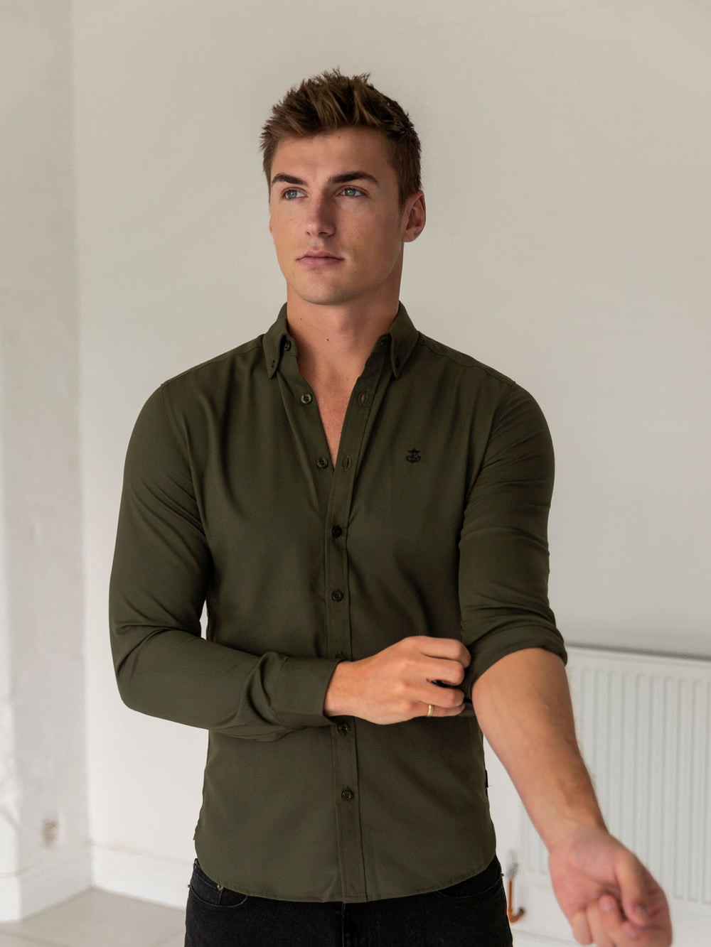Blakely Loreto Fitted Stretch Shirt Khaki Grün | MOIDJQH-49