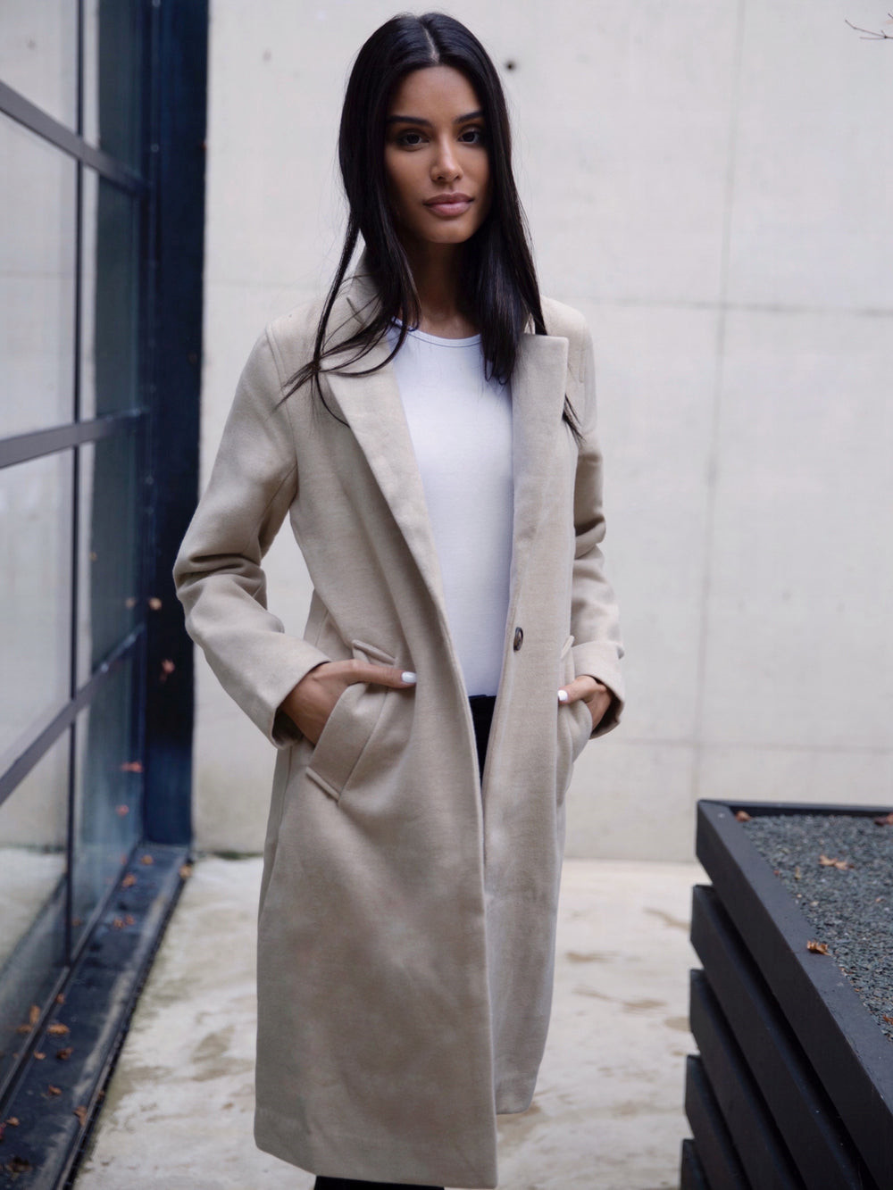 Blakely Mabel Tailored Longline Coat Chalk | QYCPSIH-80