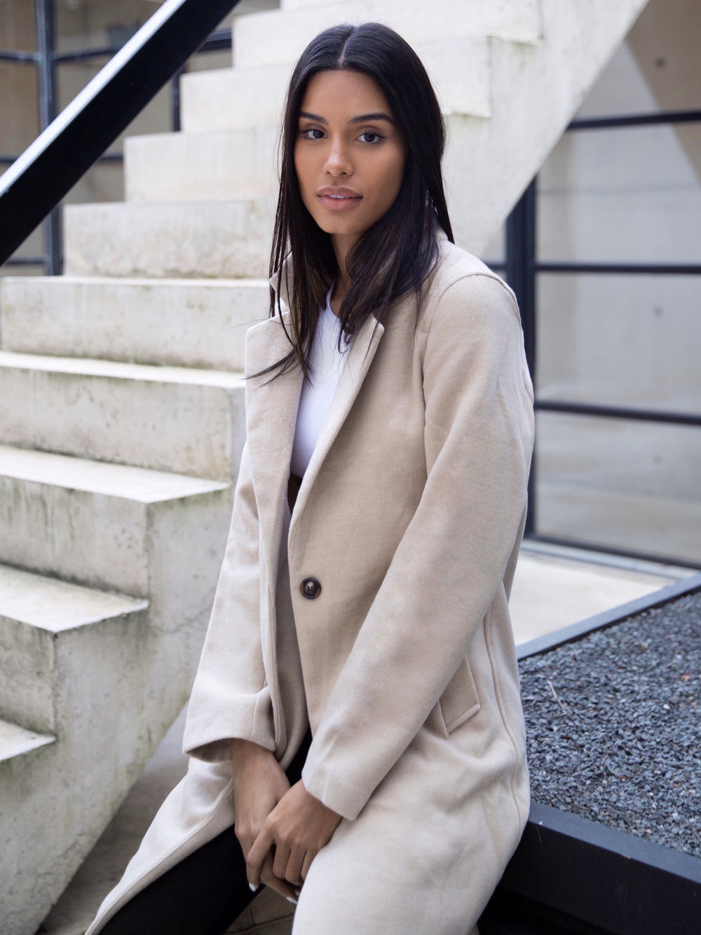 Blakely Mabel Tailored Longline Coat Chalk | QYCPSIH-80