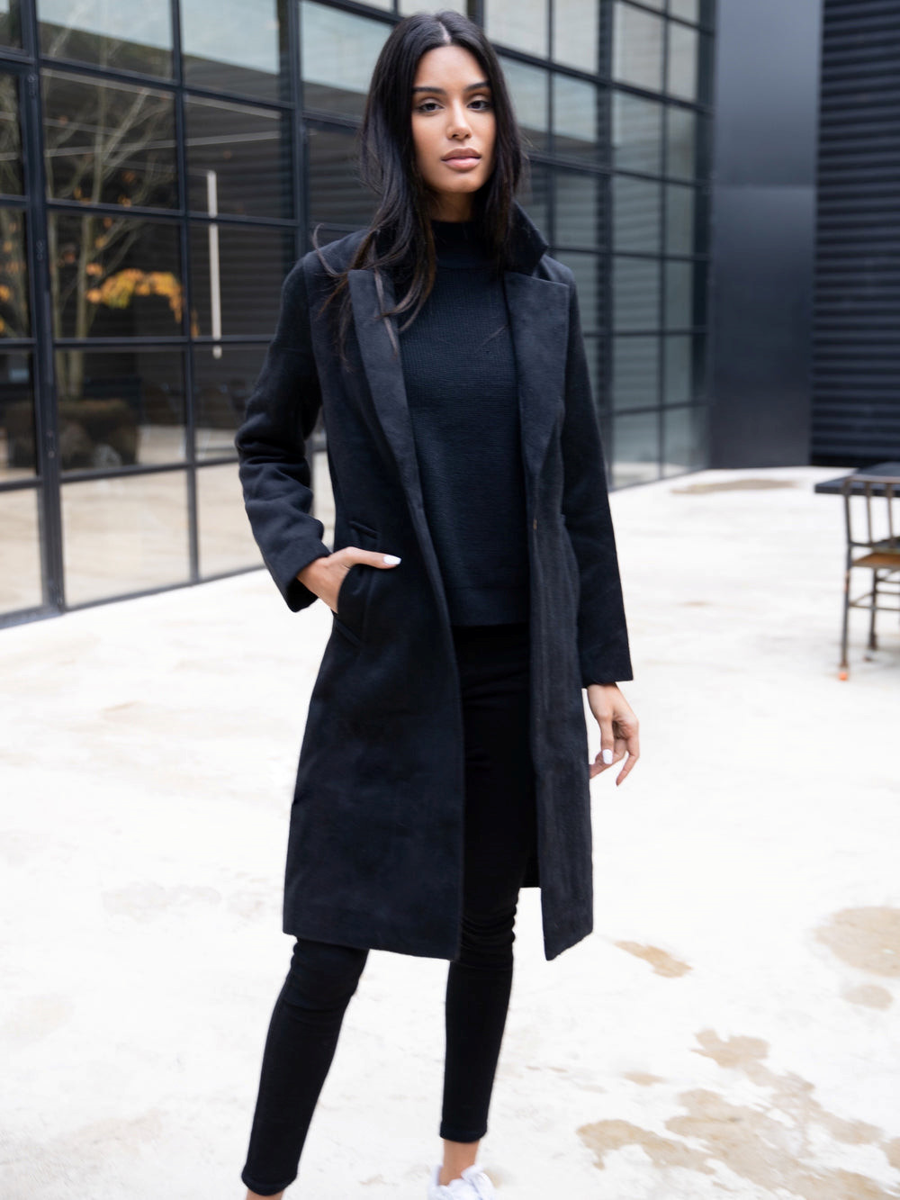 Blakely Mabel Tailored Longline Coat Schwarz | DOKGLCS-23