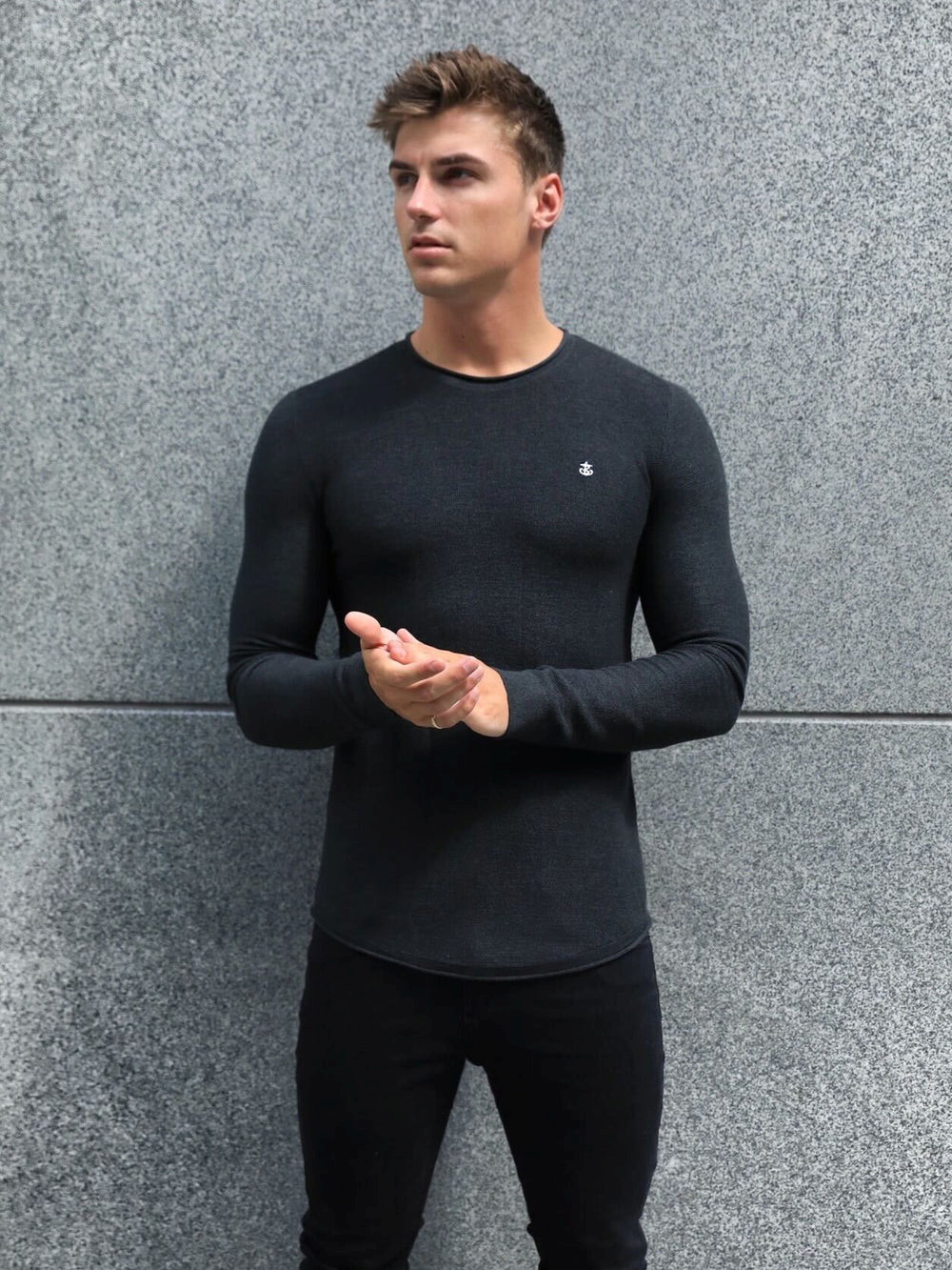 Blakely Mason Knit Jumper Charcoal | QICJBZD-79