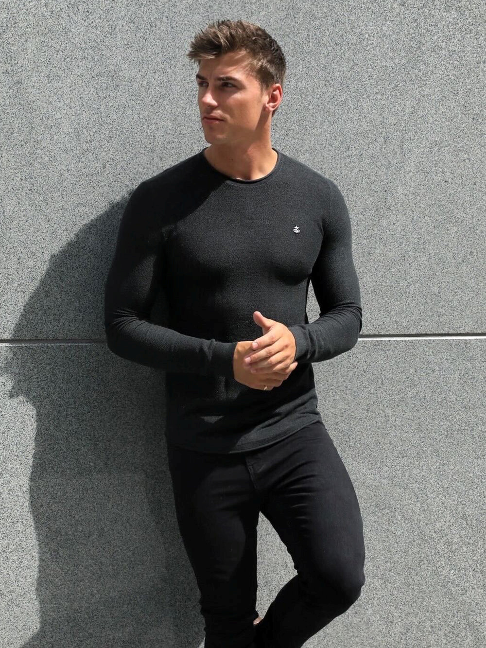 Blakely Mason Knit Jumper Charcoal | QICJBZD-79