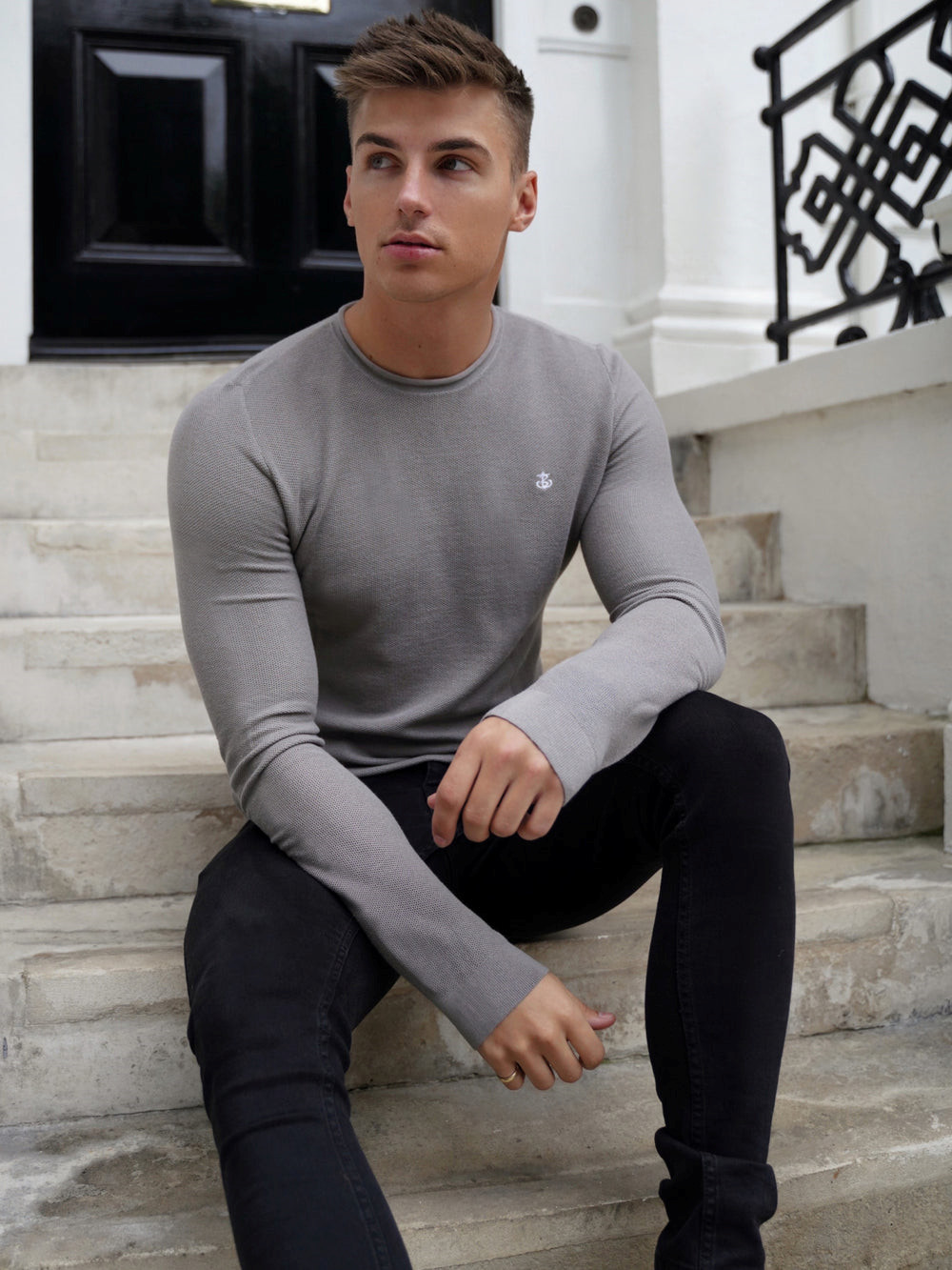 Blakely Mason Knit Jumper Grau | JIKHLON-09