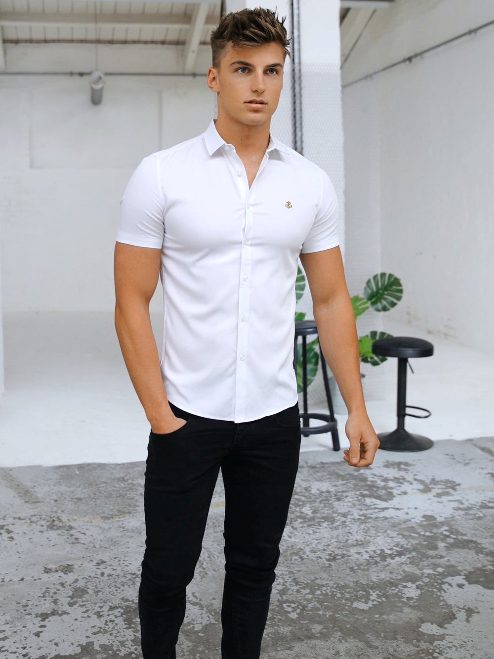 Blakely Melbourne Short Sleeve Shirt Weiß | GUPIDAY-65