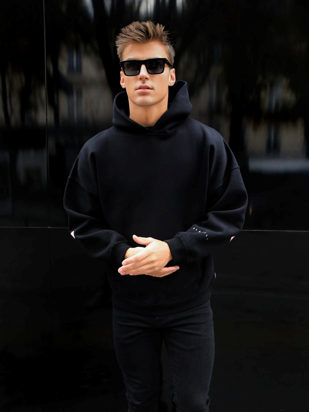 Blakely Members Idris Oversized Hoodie Schwarz Rosa | LDUAHVQ-03