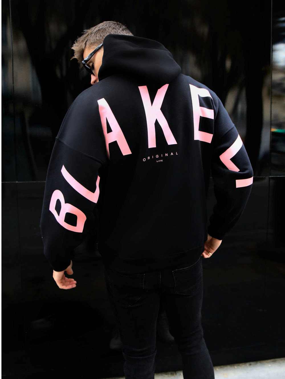Blakely Members Idris Oversized Hoodie Schwarz Rosa | LDUAHVQ-03