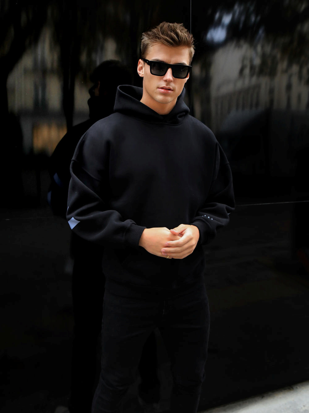 Blakely Members Idris Oversized Hoodie Schwarz Blau | IDOPZNE-07