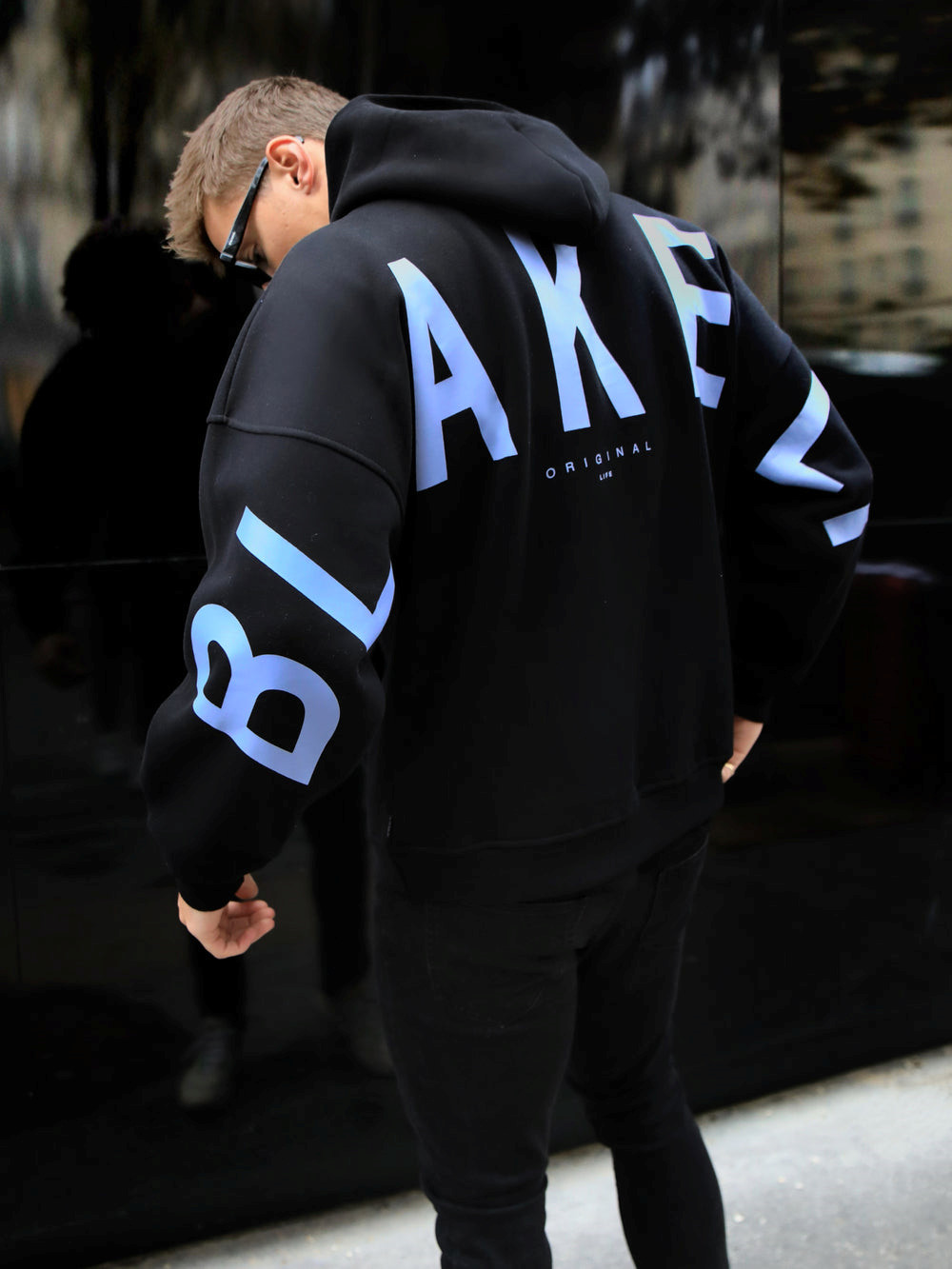 Blakely Members Idris Oversized Hoodie Schwarz Blau | IDOPZNE-07