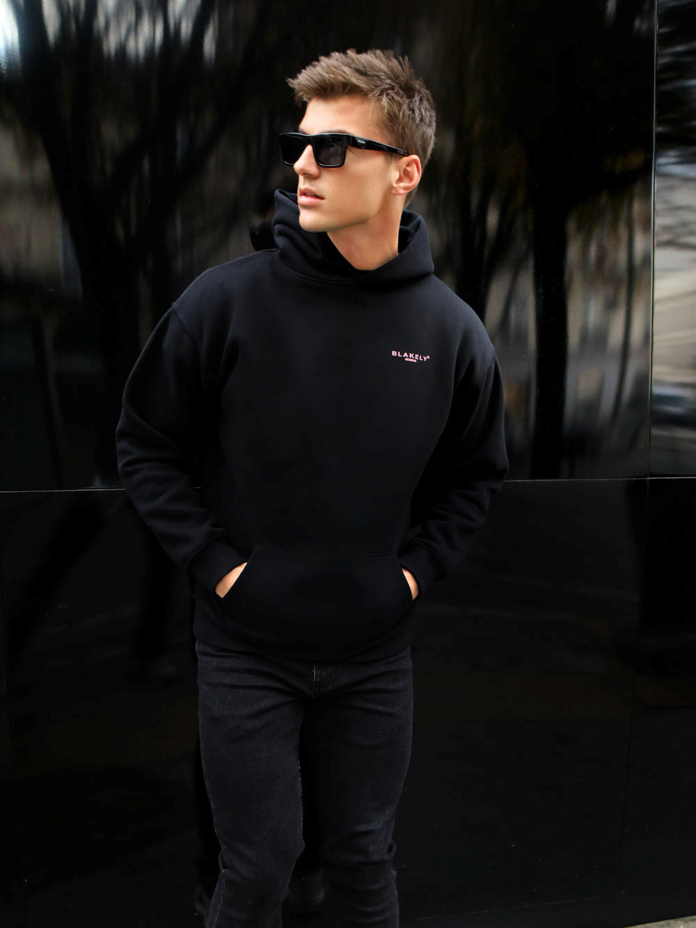 Blakely Members Relaxed Hoodie Schwarz Rosa | YKZNCBV-12