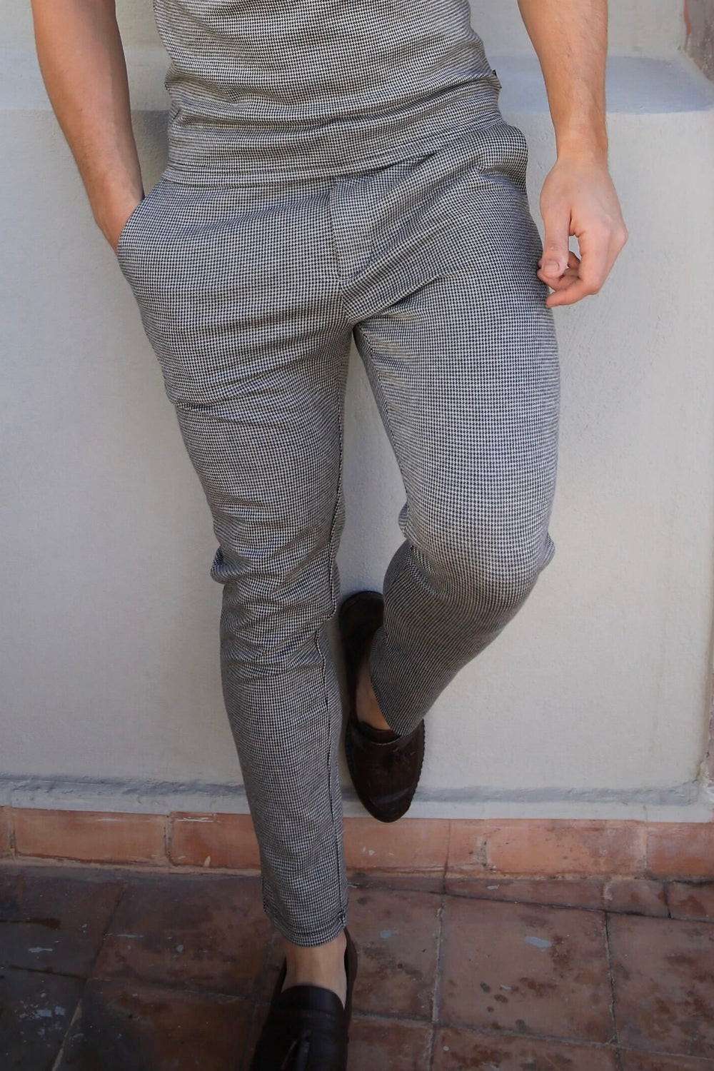 Blakely Midar Check Chinos Gold | CONWEQM-96