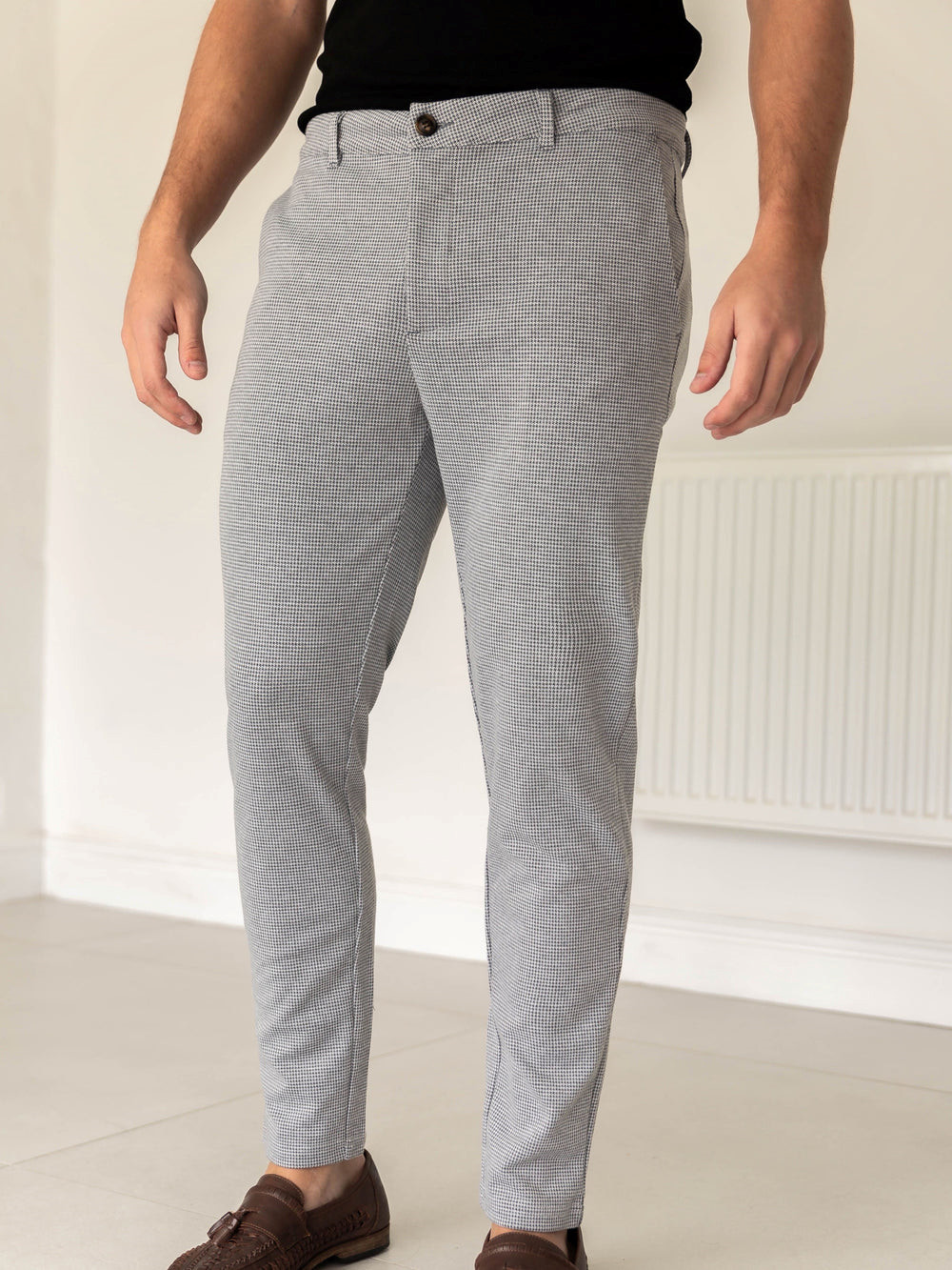 Blakely Midar Check Chinos Hellgrau | FEVMBSL-19