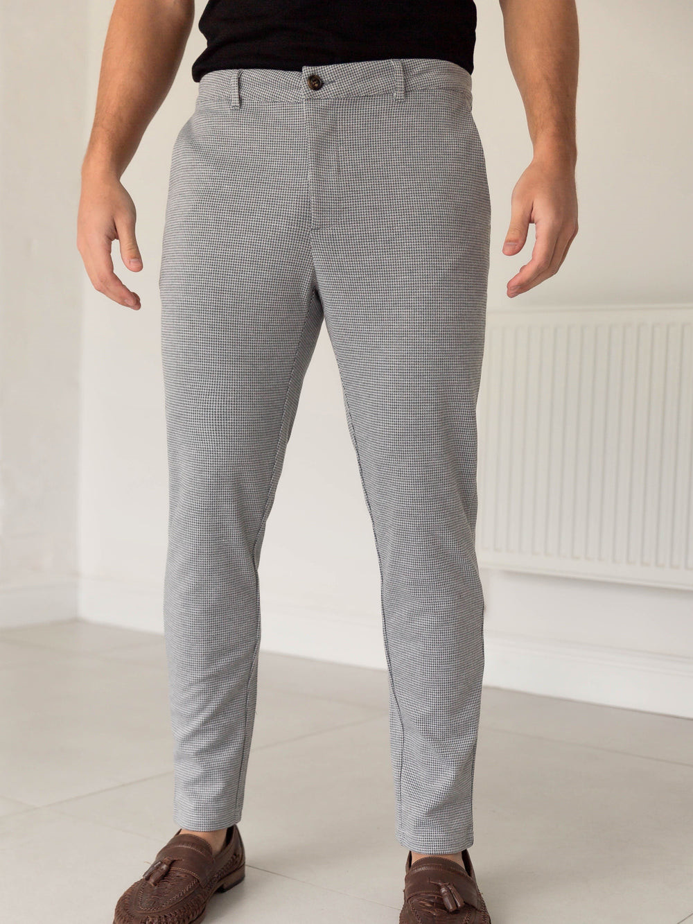 Blakely Midar Check Chinos Hellgrau | FEVMBSL-19