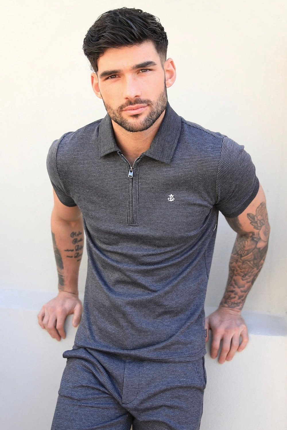Blakely Midar Check Polo Shirt Dunkelgrau | GWNKYIJ-19