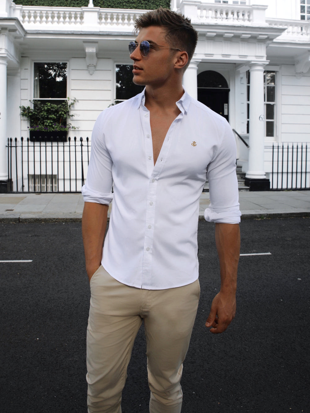 Blakely Monaco Fitted Stretch Shirt Weiß | PIRCLWT-20