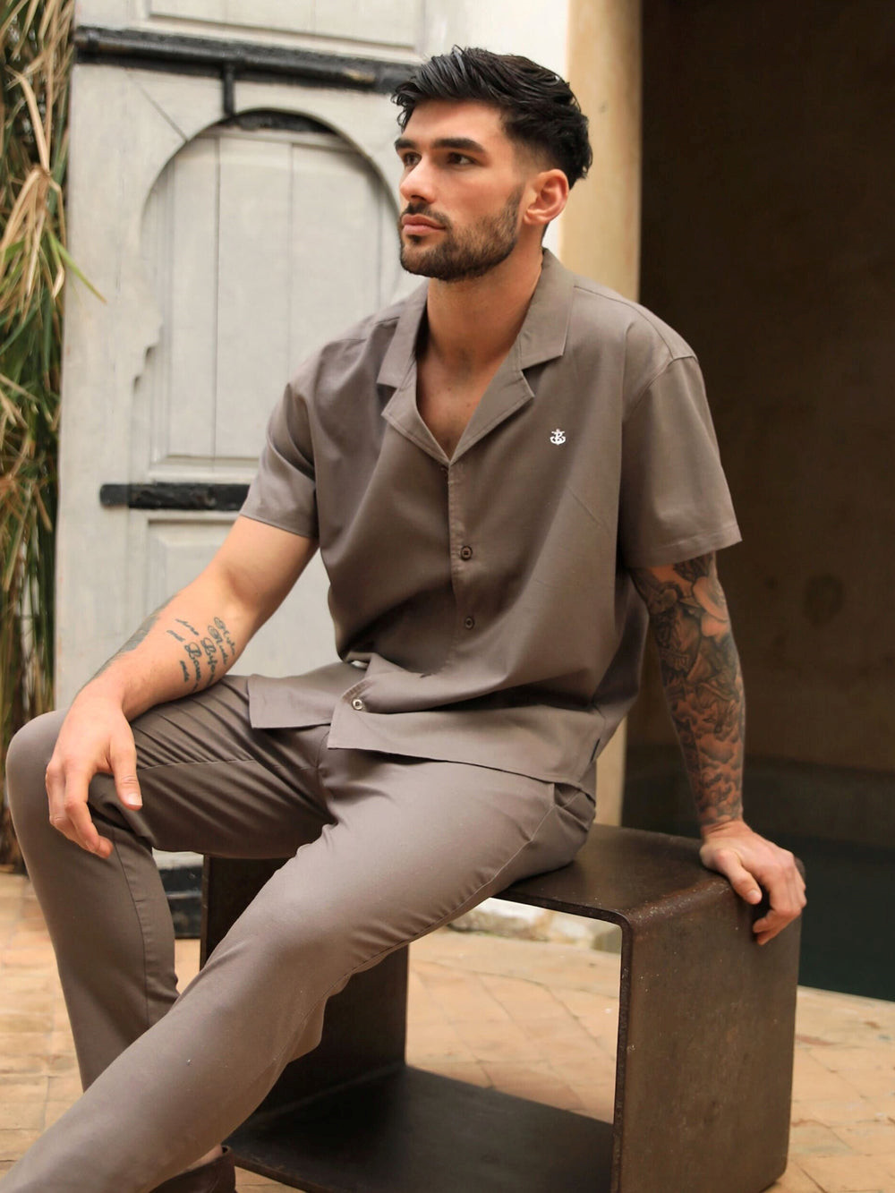 Blakely Nador Open Collared Shirt Braun | ZBHKJNF-12