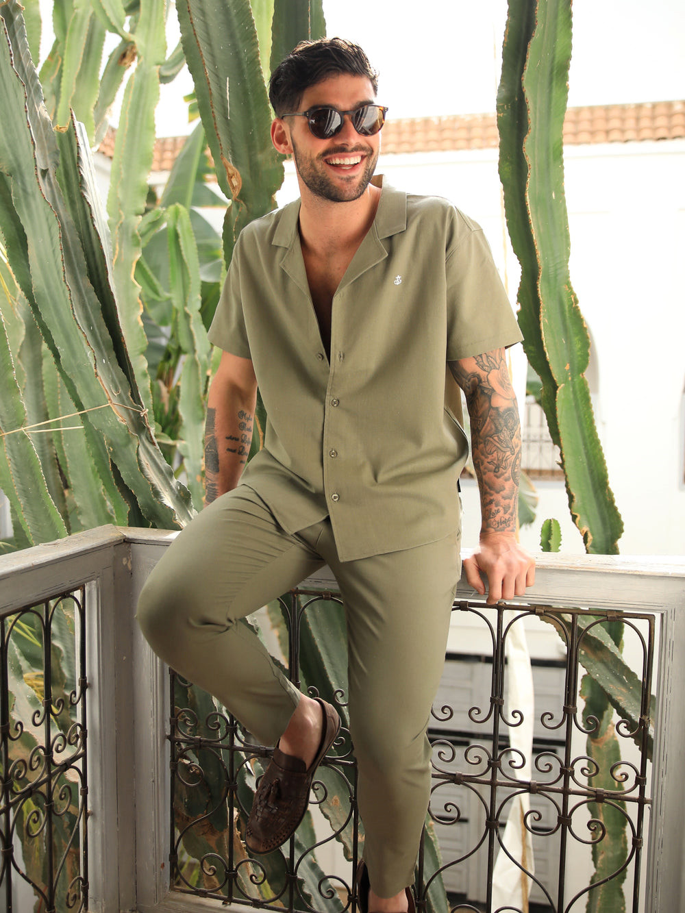 Blakely Nador Open Collared Shirt Khaki | EIDAURT-72