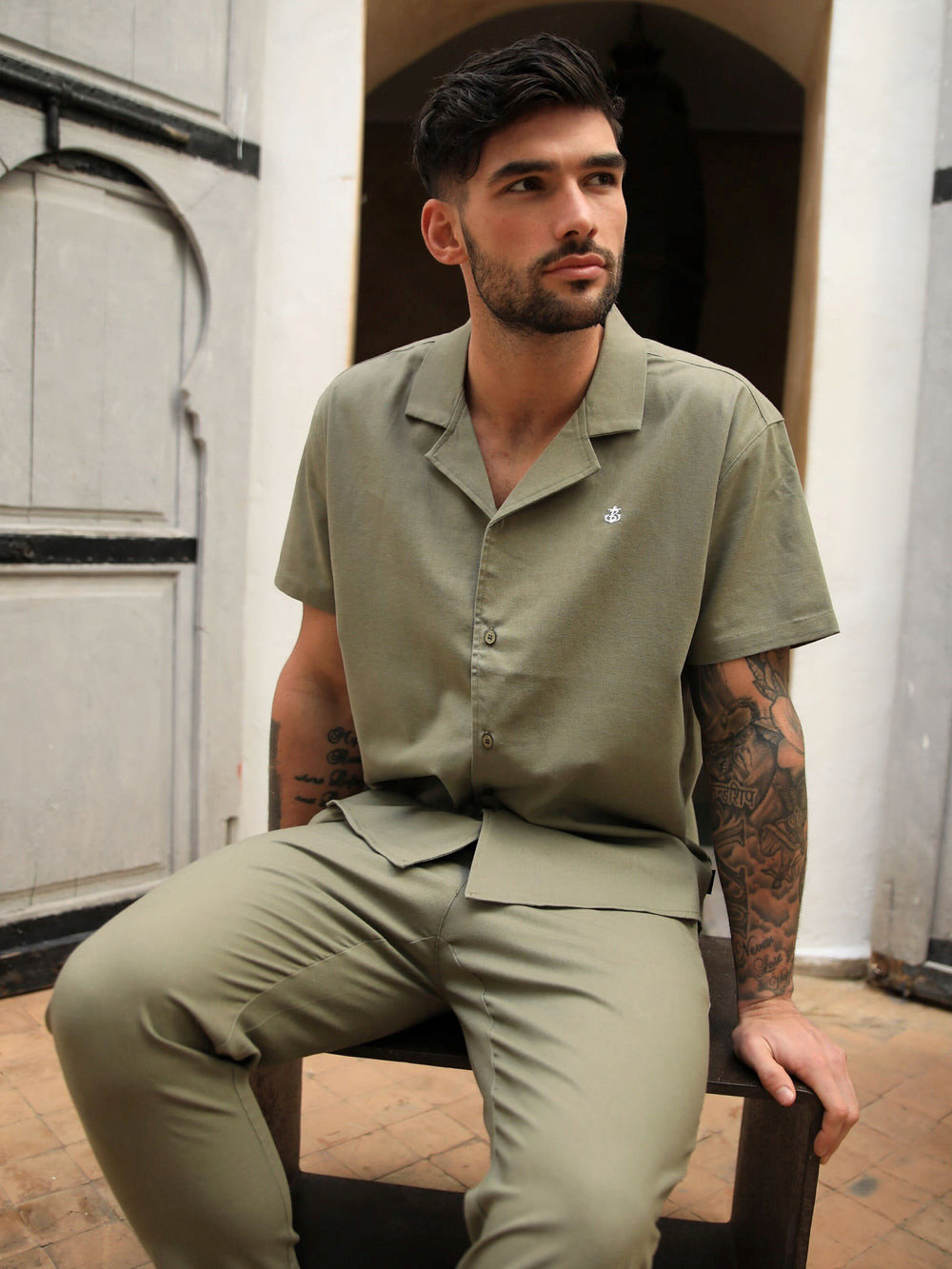 Blakely Nador Open Collared Shirt Khaki | EIDAURT-72