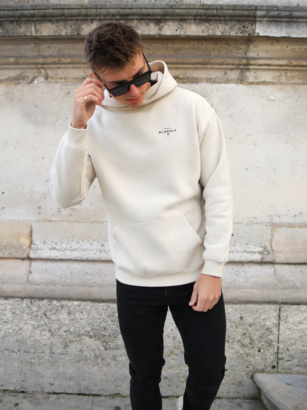 Blakely Noir II Relaxed Hoodie Bone | DNJKVRX-65