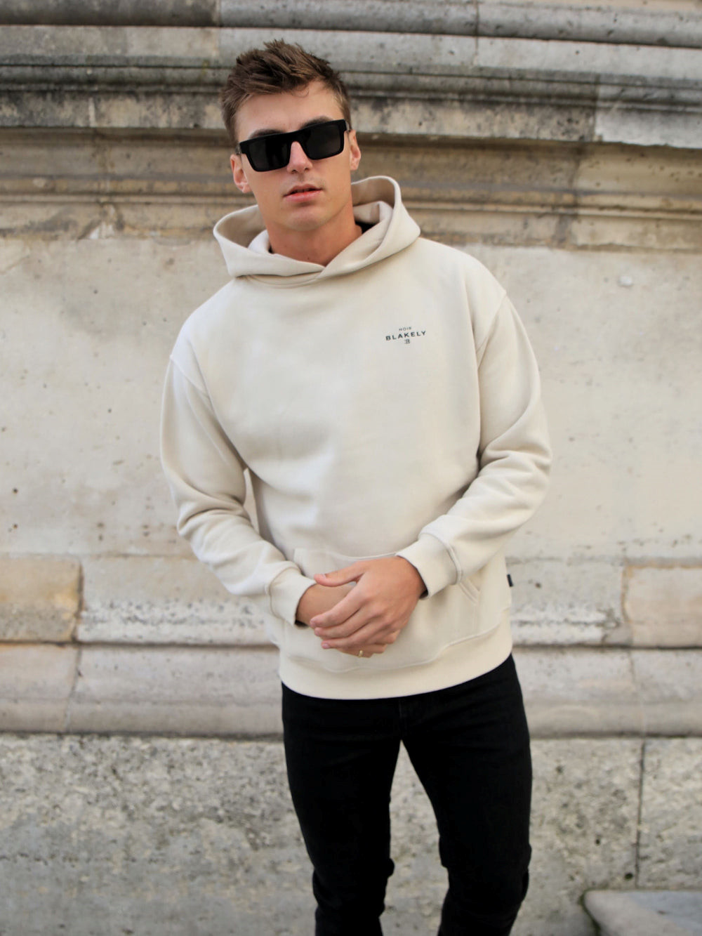 Blakely Noir II Relaxed Hoodie Bone | DNJKVRX-65