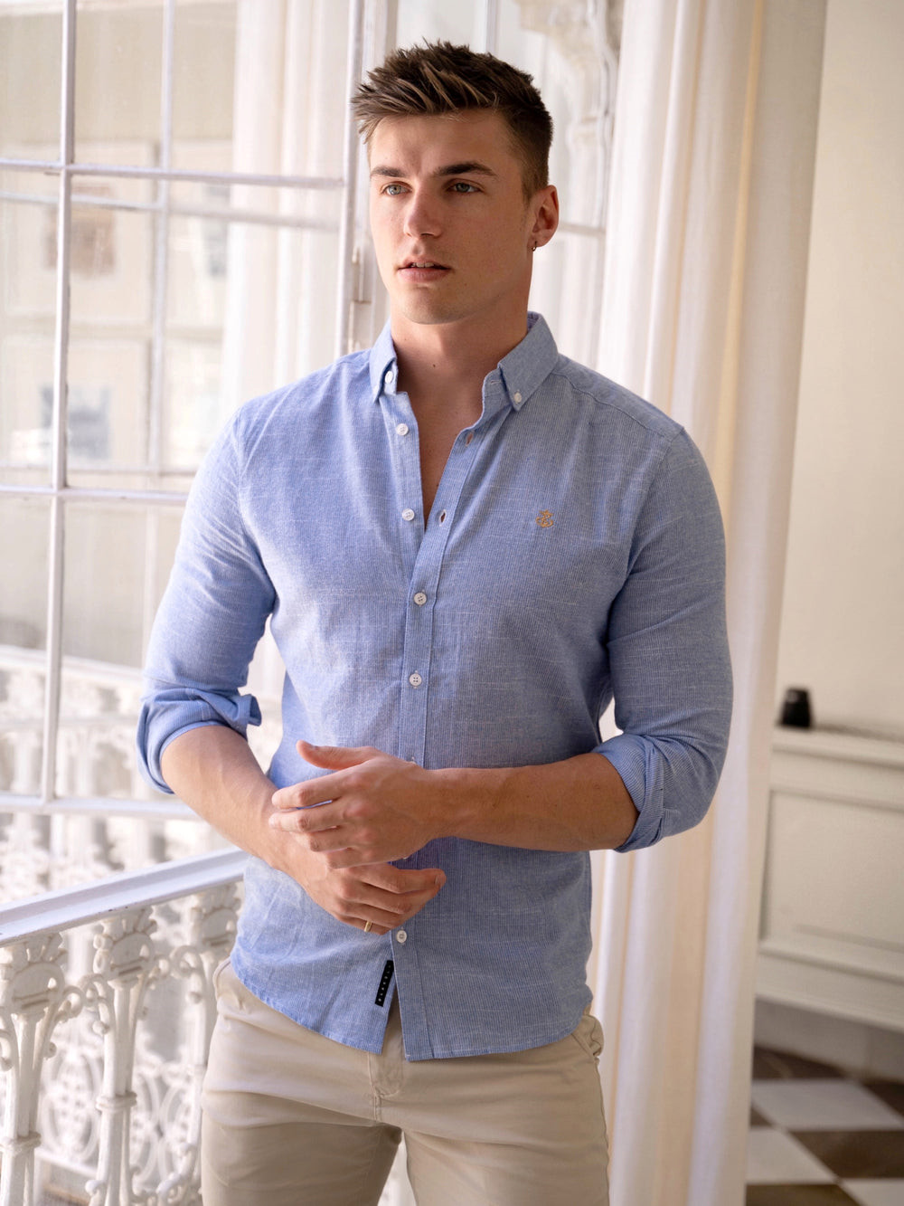 Blakely Odessa Pinstripe Shirt Blau | YTPDMBZ-63