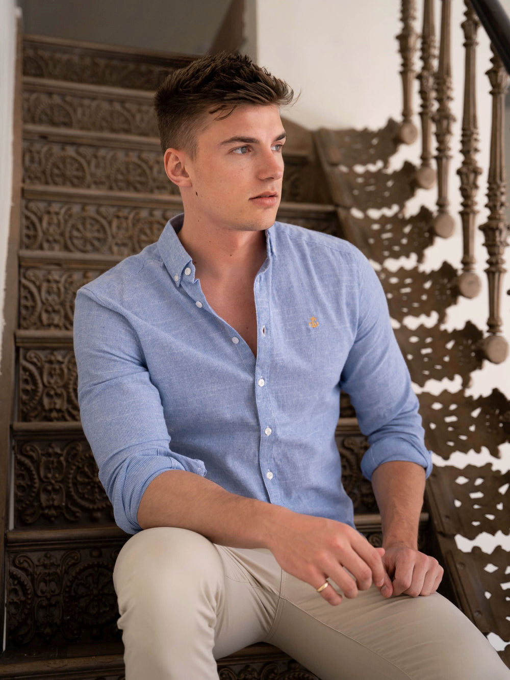 Blakely Odessa Pinstripe Shirt Blau | YTPDMBZ-63