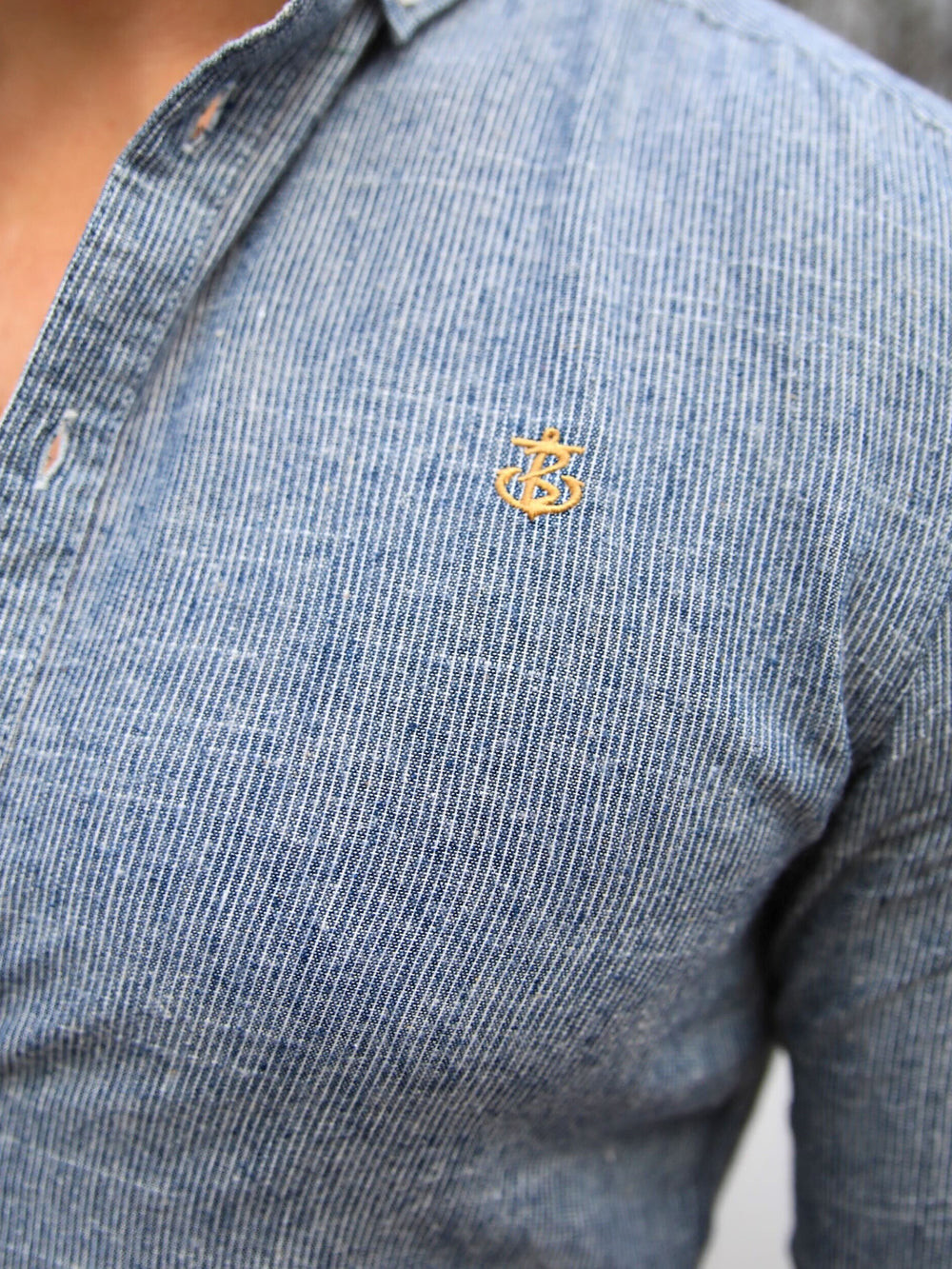 Blakely Odessa Pinstripe Shirt Navy | PKQJBCV-24