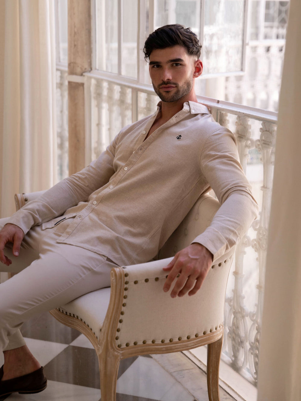 Blakely Odessa Pinstripe Shirt Tan | KASVNCD-64