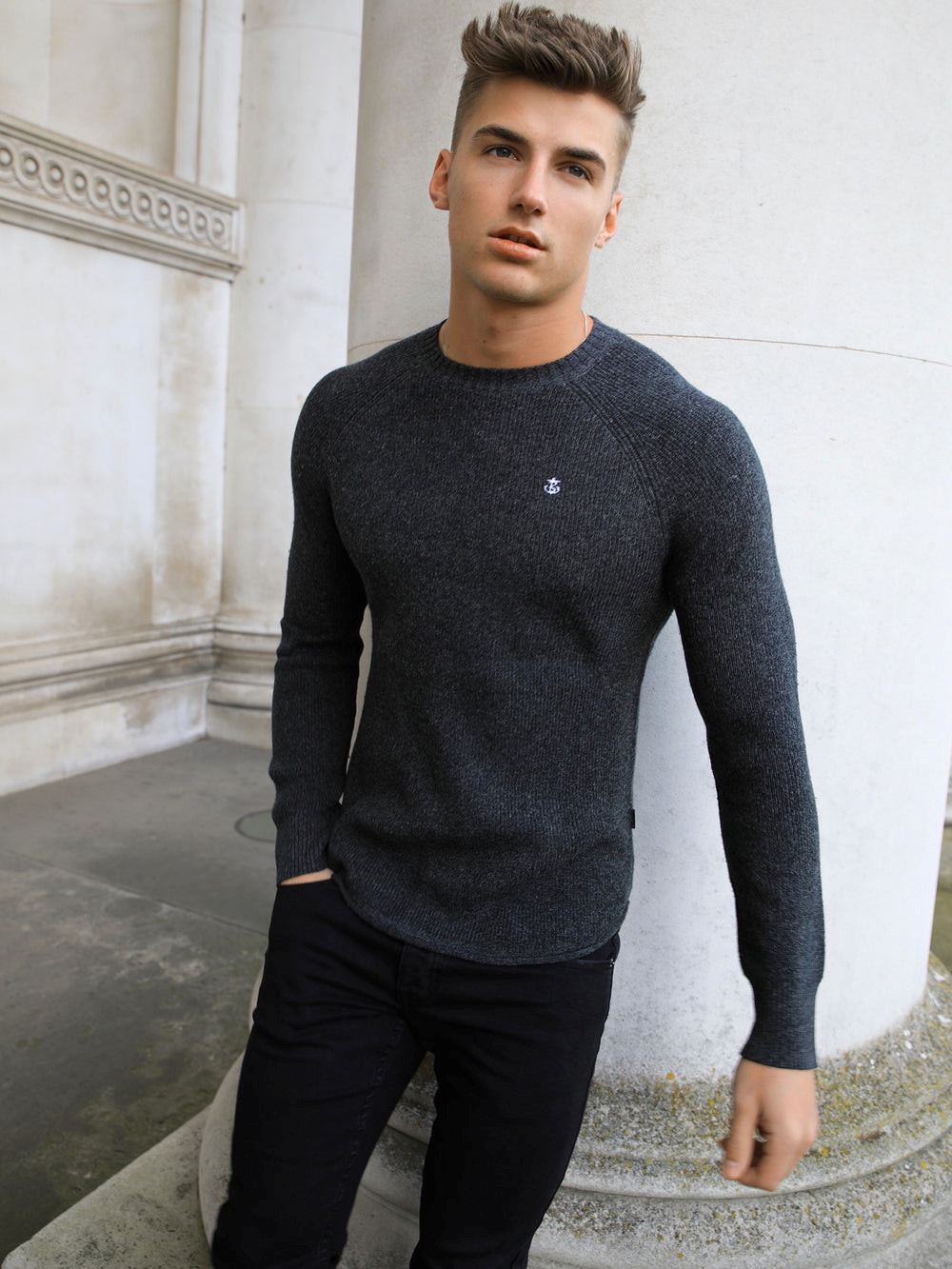 Blakely Olton Knit Jumper Charcoal | NRKUTJE-43