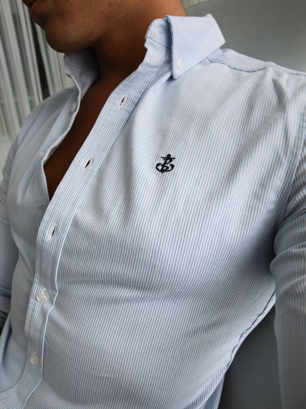 Blakely Oxford Fitted Stretch Shirt Blau | BNSDRKA-41