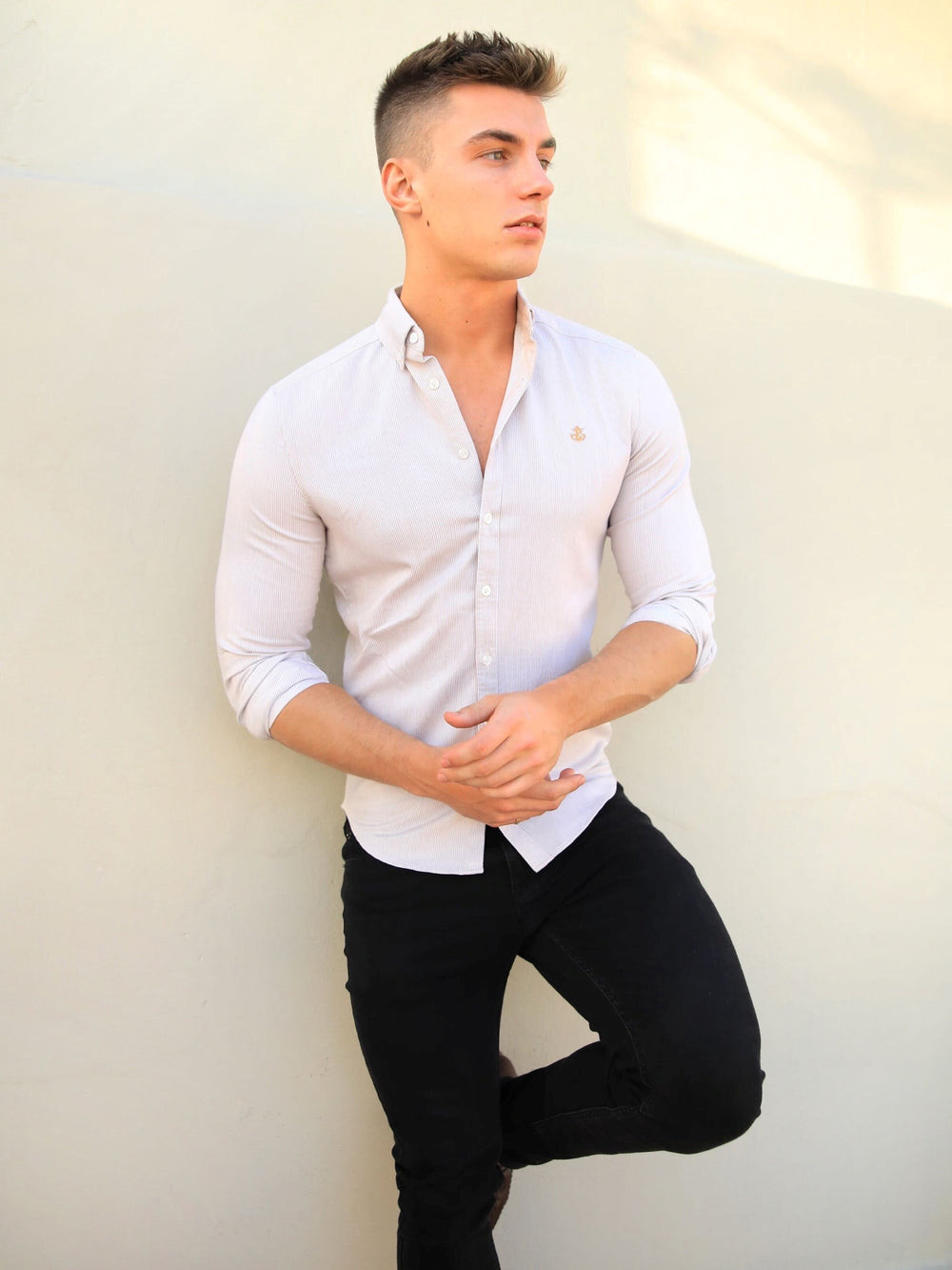 Blakely Pesaro Pinstripe Shirt Hellbraun | SJGPVEI-14