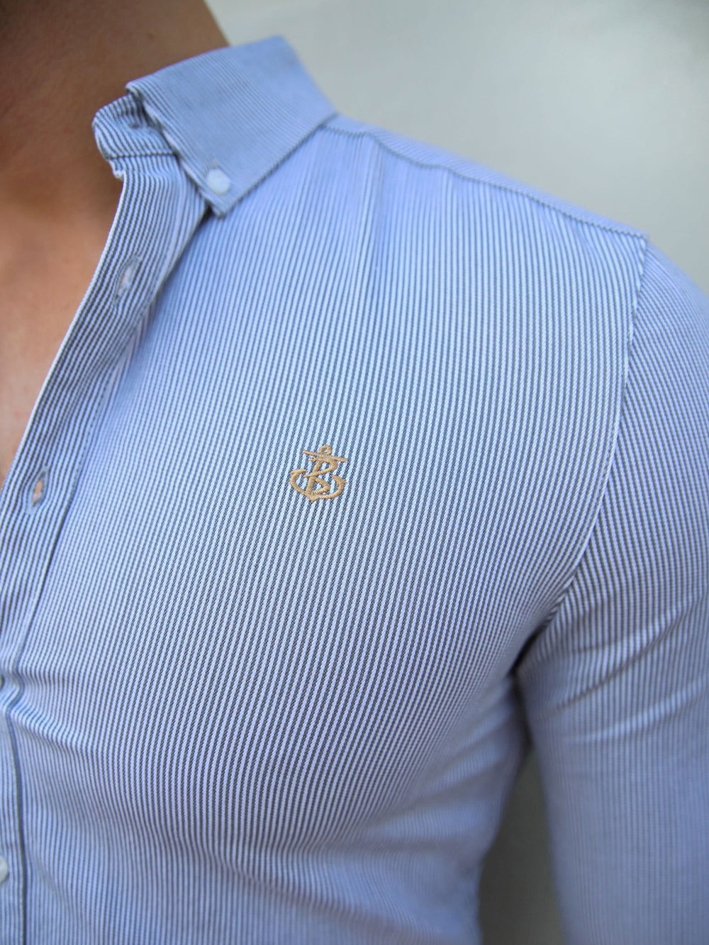 Blakely Pesaro Pinstripe Shirt Hellgrau | YIZDMJG-48