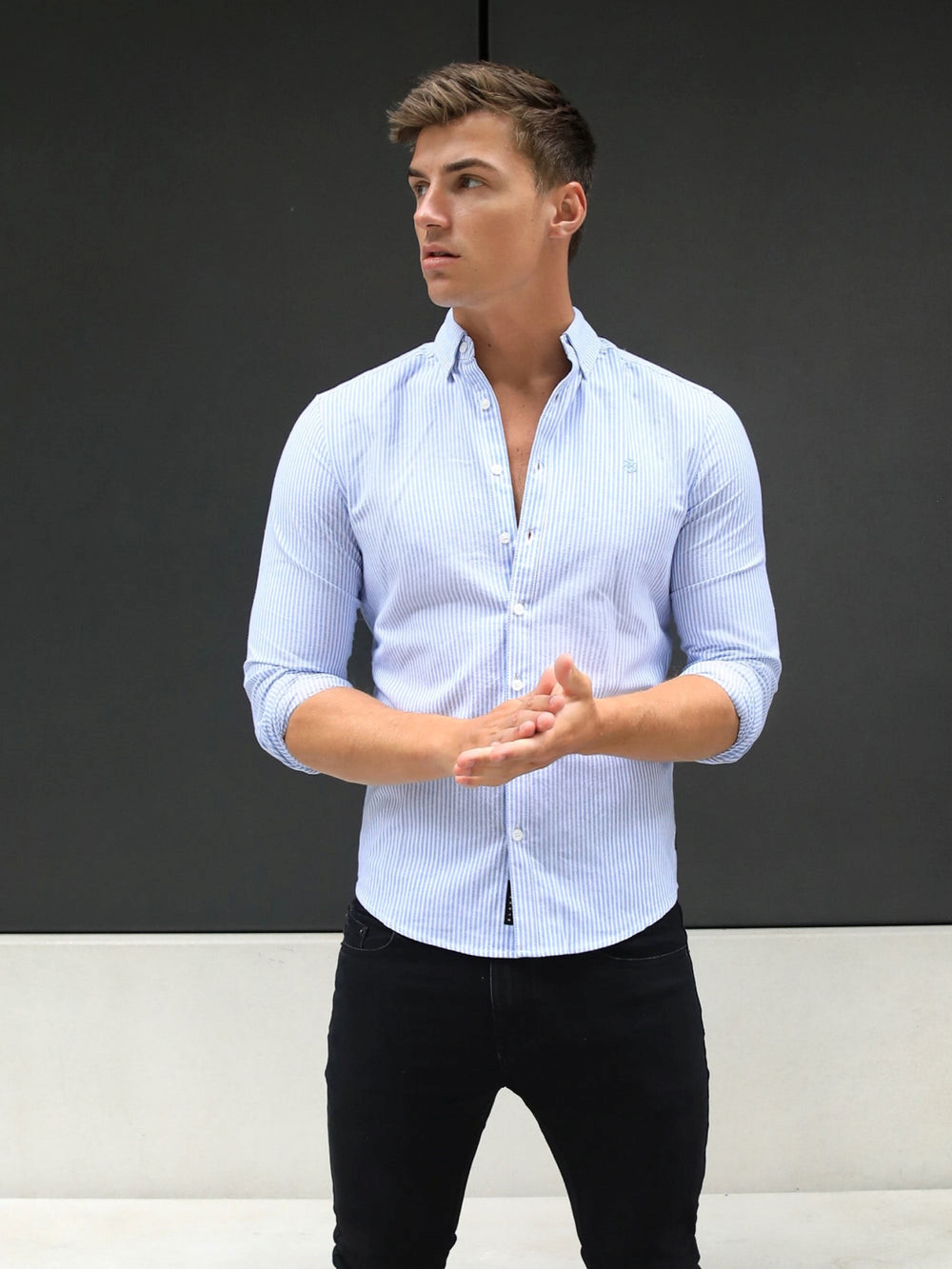 Blakely Portofino Pinstripe Shirt Blau | LNDBKQS-17