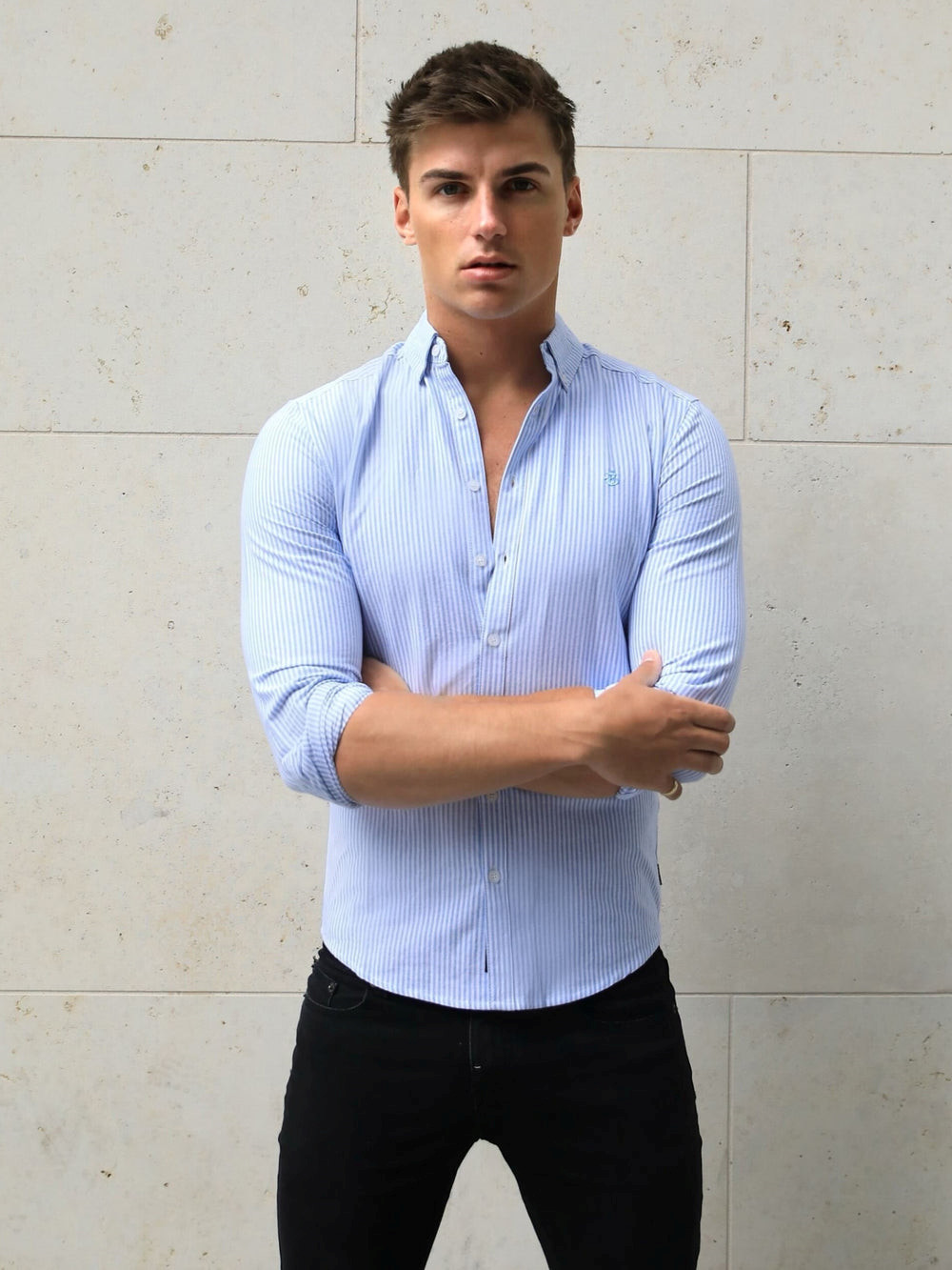 Blakely Portofino Pinstripe Shirt Blau | LNDBKQS-17
