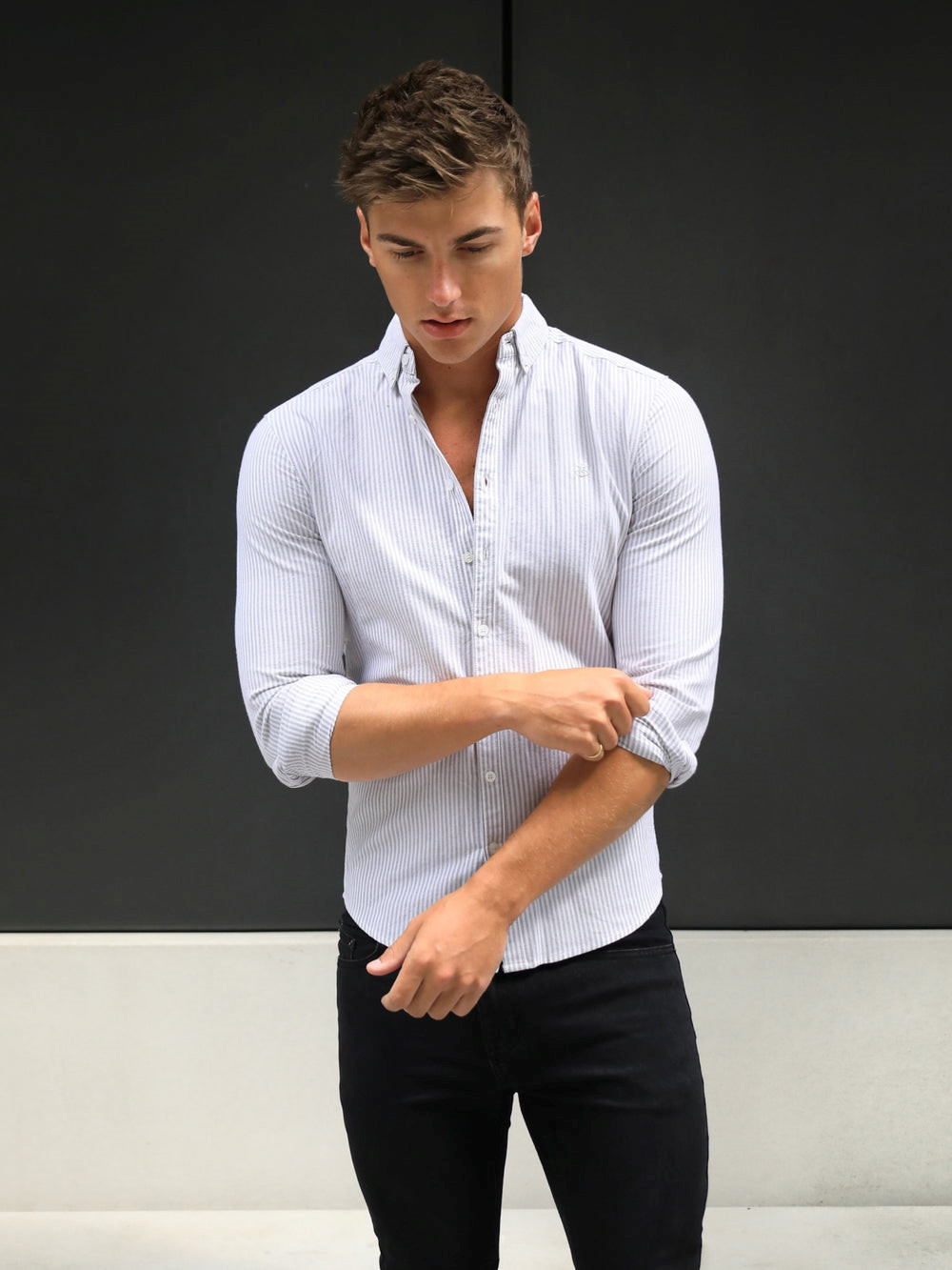 Blakely Portofino Pinstripe Shirt Tan | FKCBHYN-35