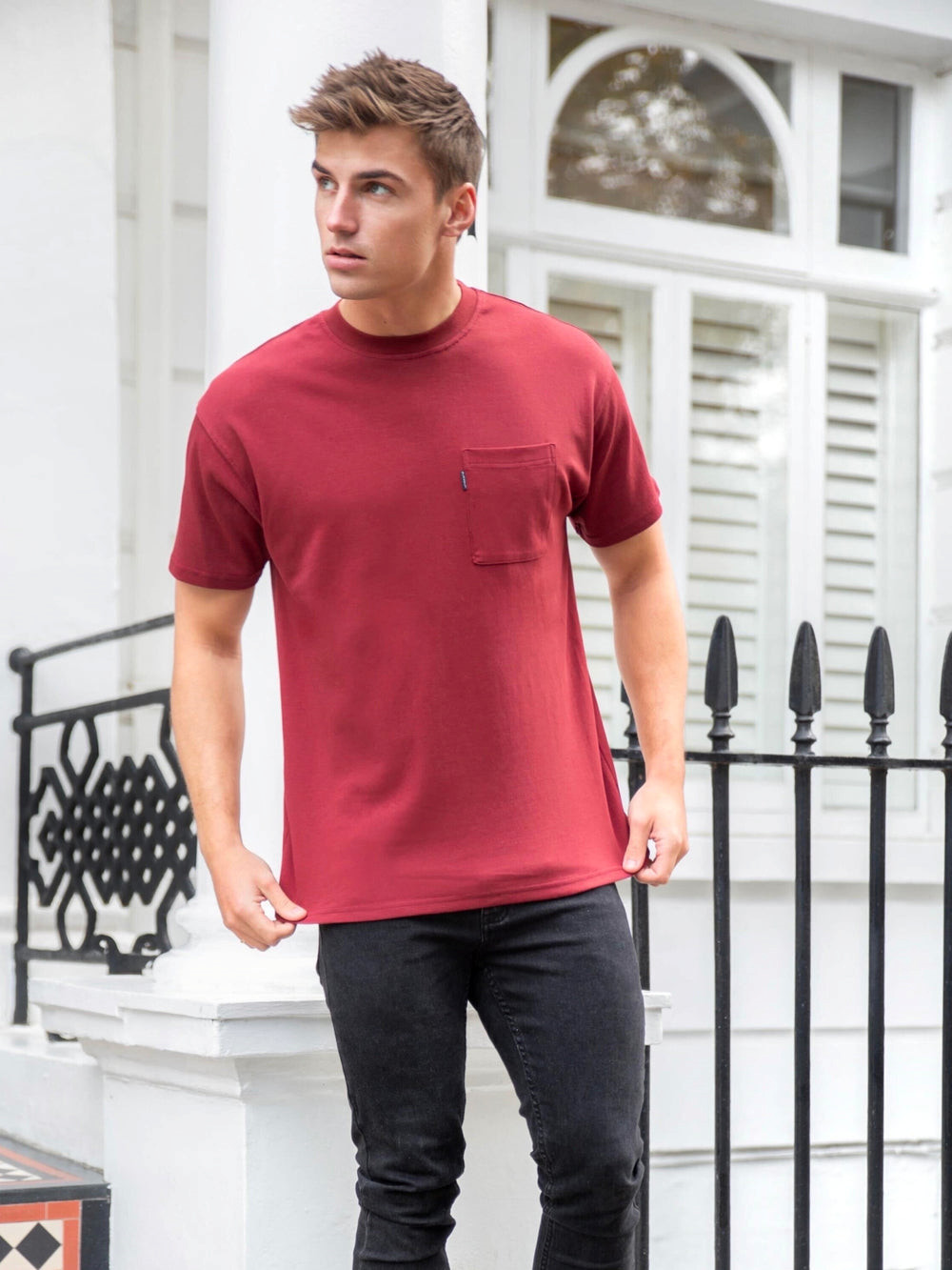 Blakely Relaxed Pocket T-Shirt Bordeaux | IOLCXRH-76