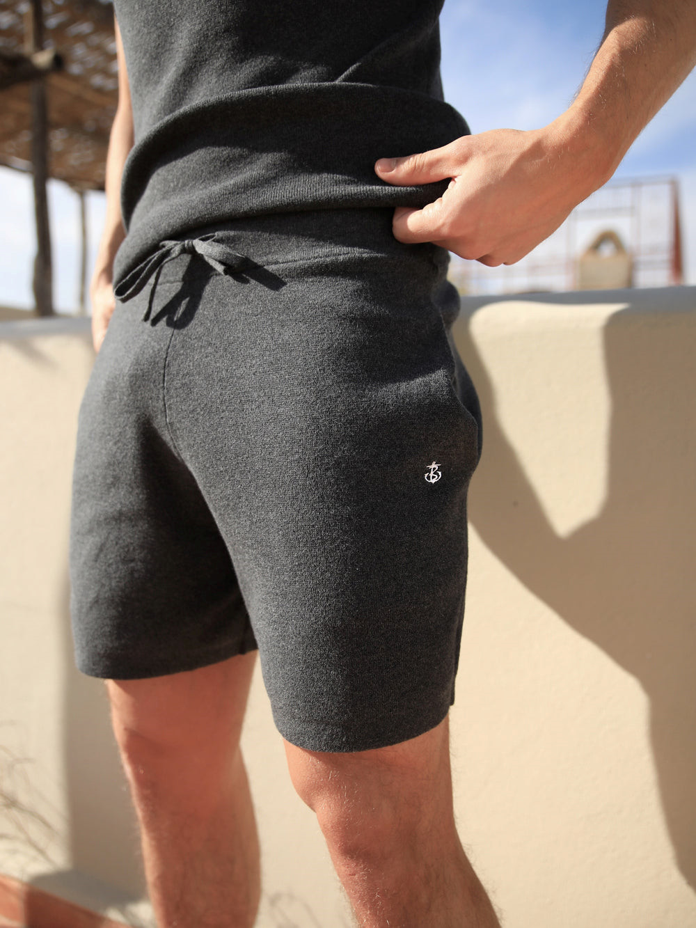 Blakely Riad Knitted Shorts Charcoal | BPSTFOD-38
