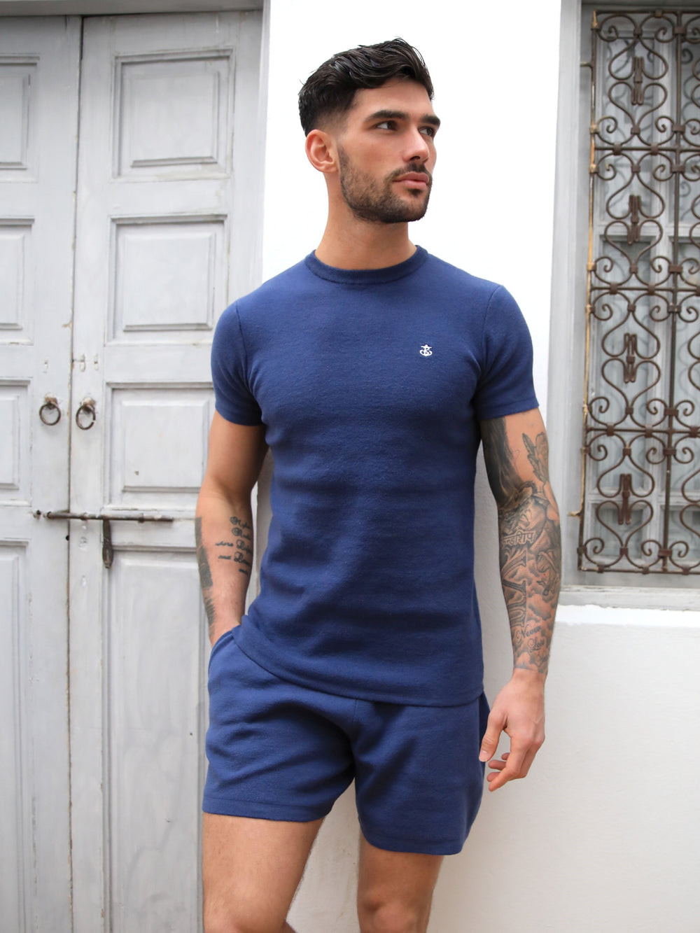 Blakely Riad Knitted T-Shirt Blau | JEICTSR-06
