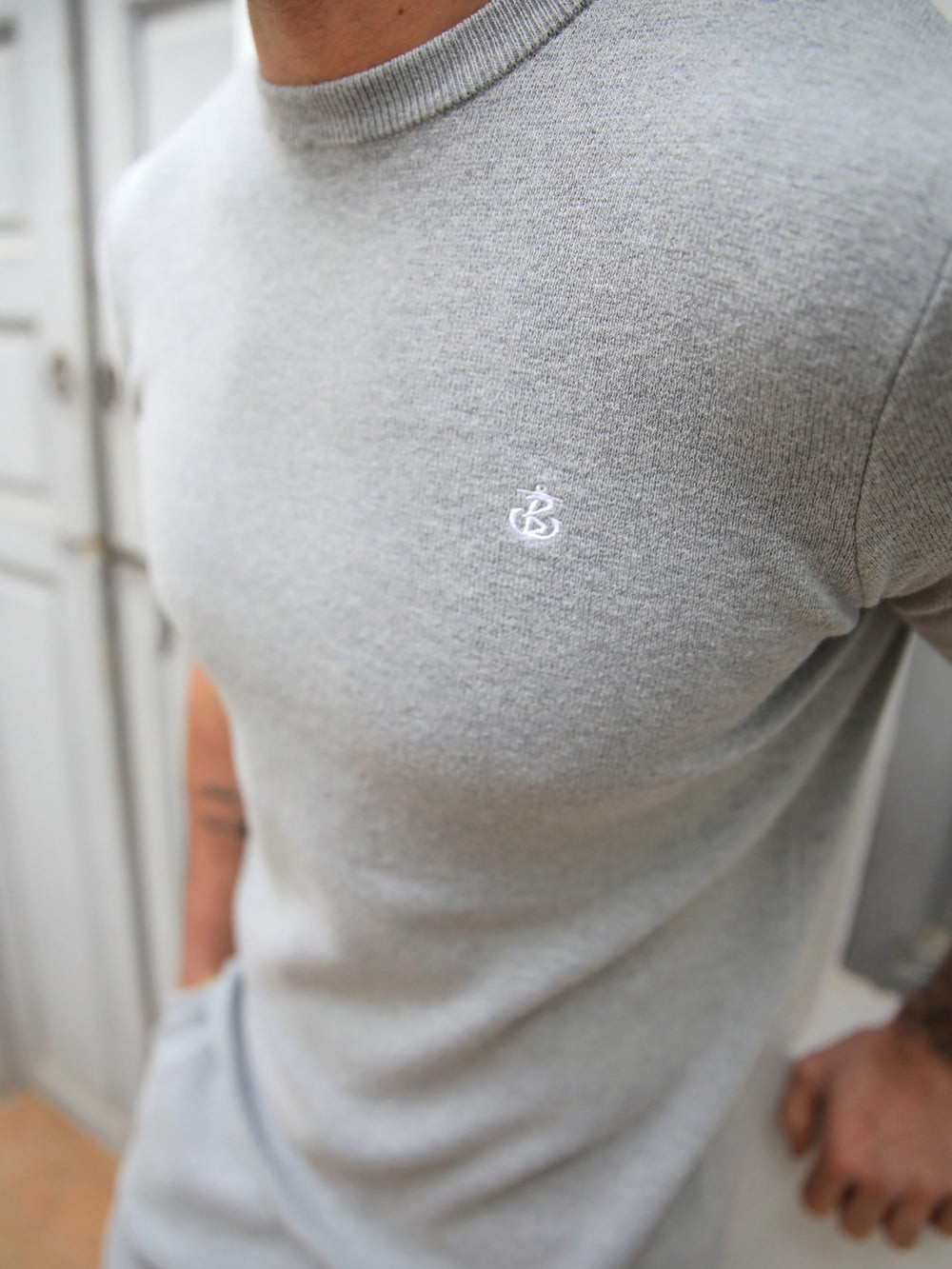 Blakely Riad Knitted T-Shirt Grau | ZXCSRYO-07