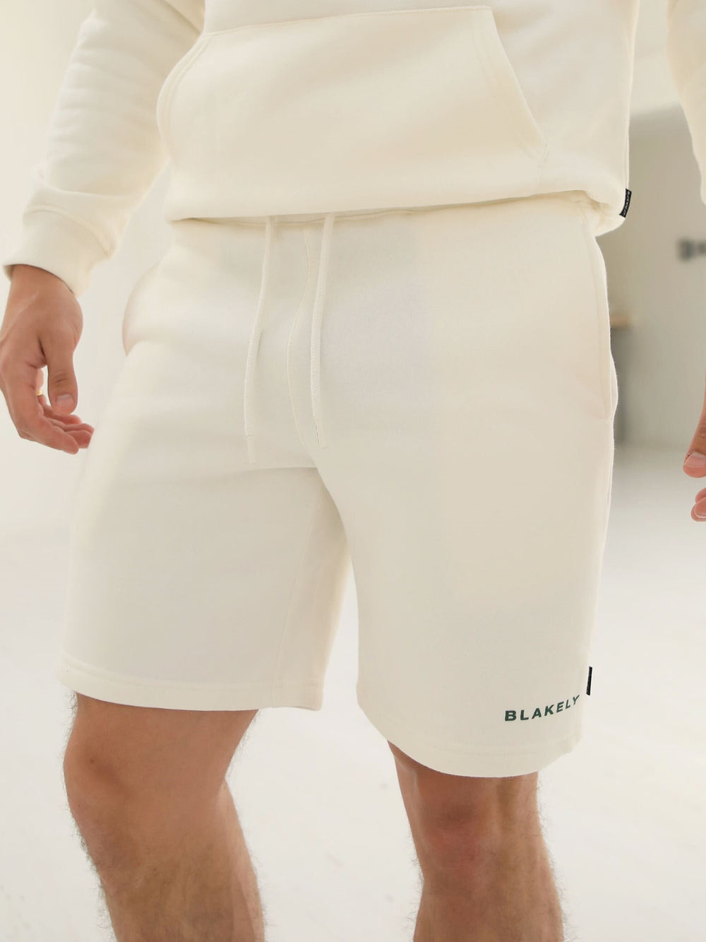 Blakely Riviera Initial Jogger Shorts Ivory | PKSHTRC-30