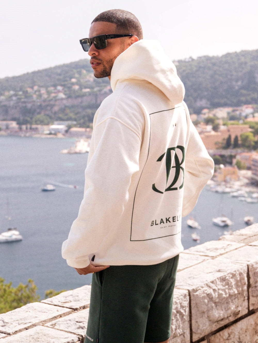 Blakely Riviera Initial Relaxed Hoodie Ivory | VCPOUBD-35