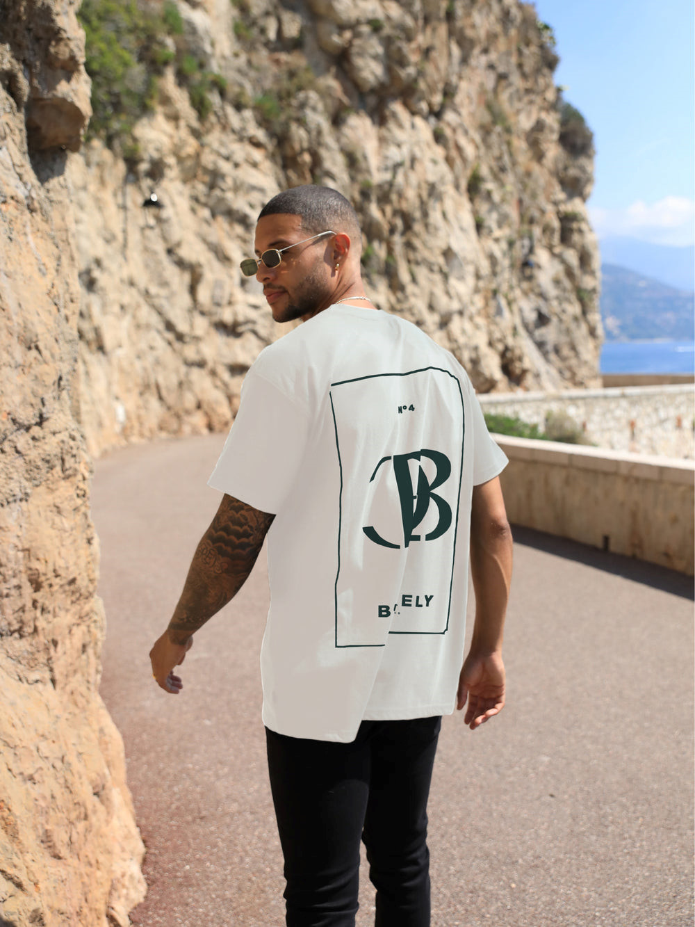 Blakely Riviera Initial Relaxed T-Shirt Ivory | ZGAQNMV-31