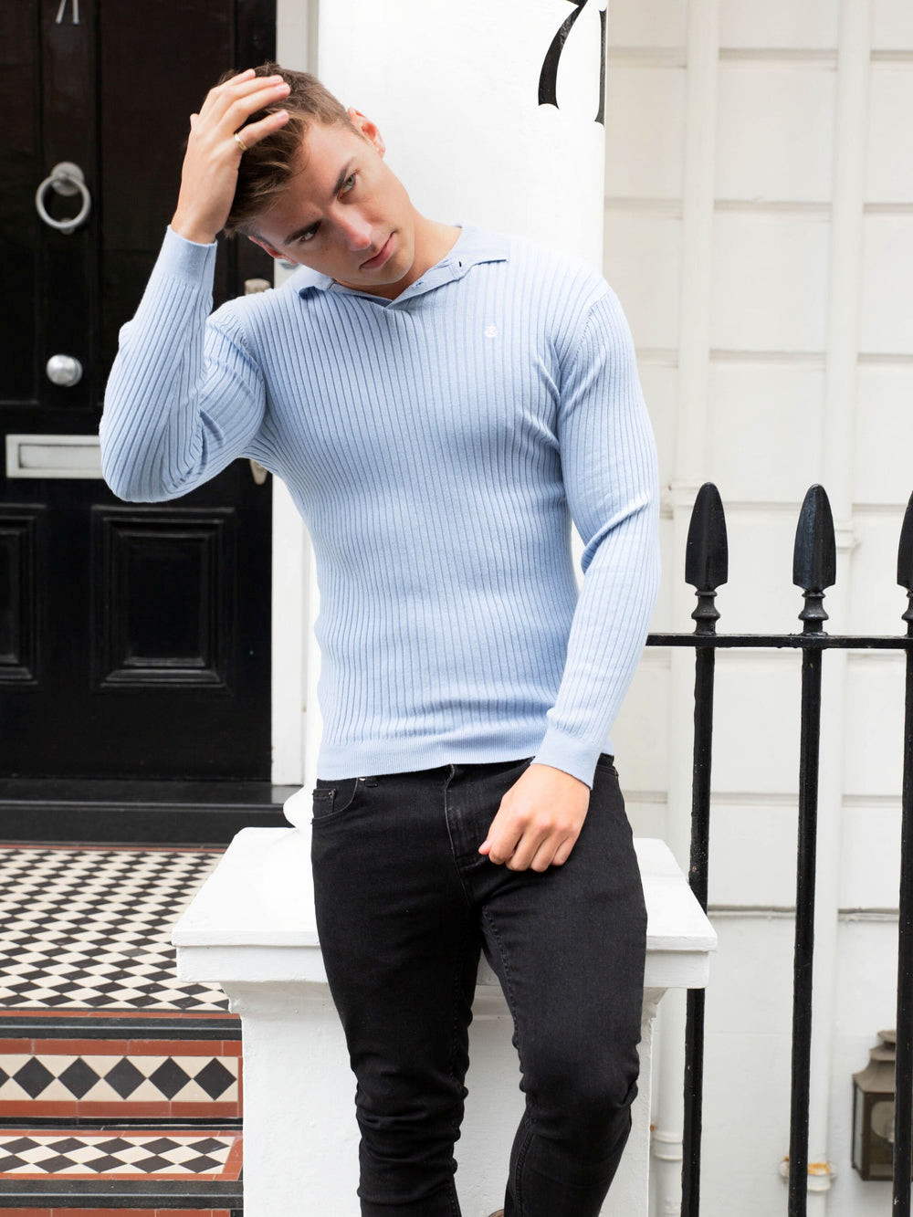 Blakely Salisbury Ribbed Polo Hellblau | OUVECXA-27