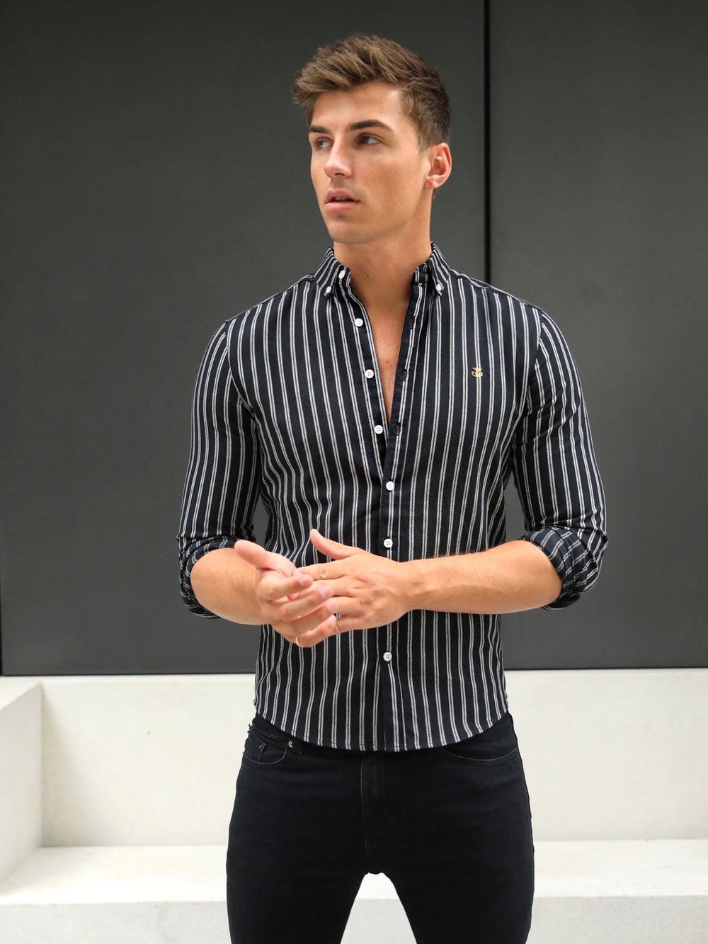 Blakely Savona Stripe Shirt Schwarz | DTWRHIU-45