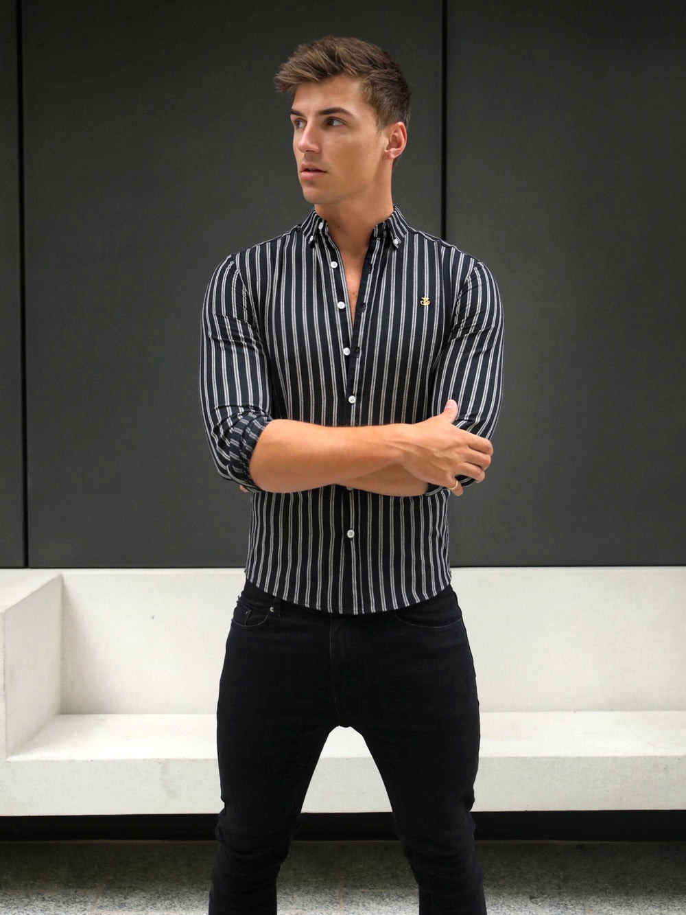 Blakely Savona Stripe Shirt Schwarz | DTWRHIU-45