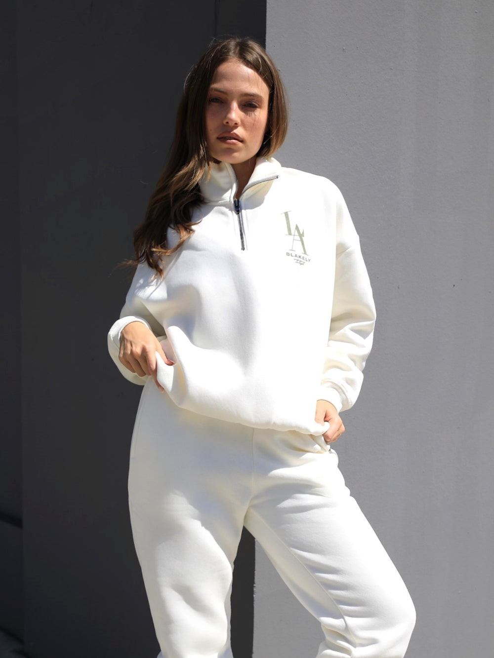 Blakely Studio 1/4 Zip Jumper Ivory | FZJEXIW-63