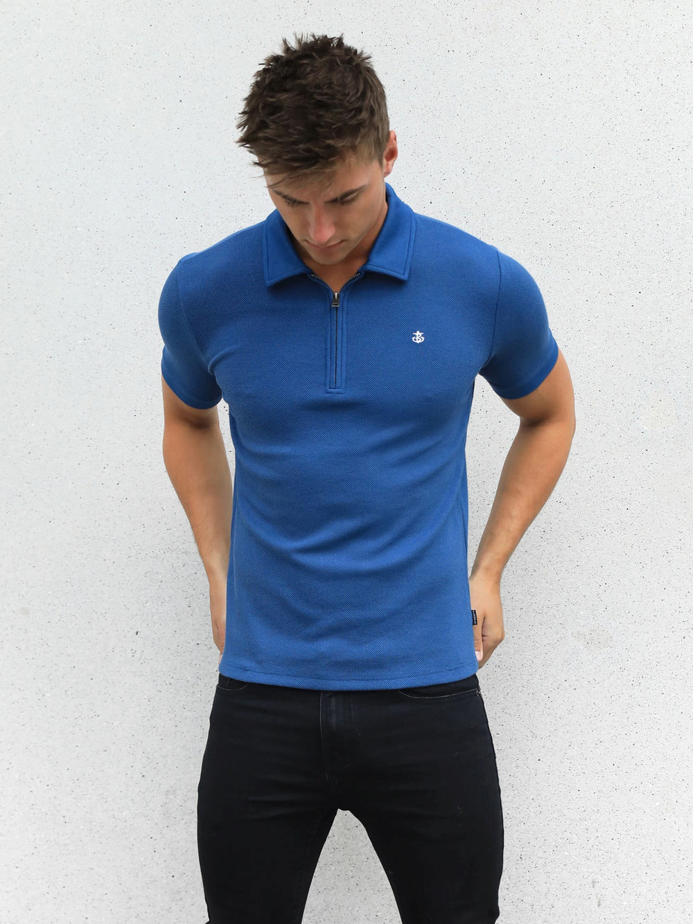Blakely Toulon Textured Polo Blau | XEMCLOT-16