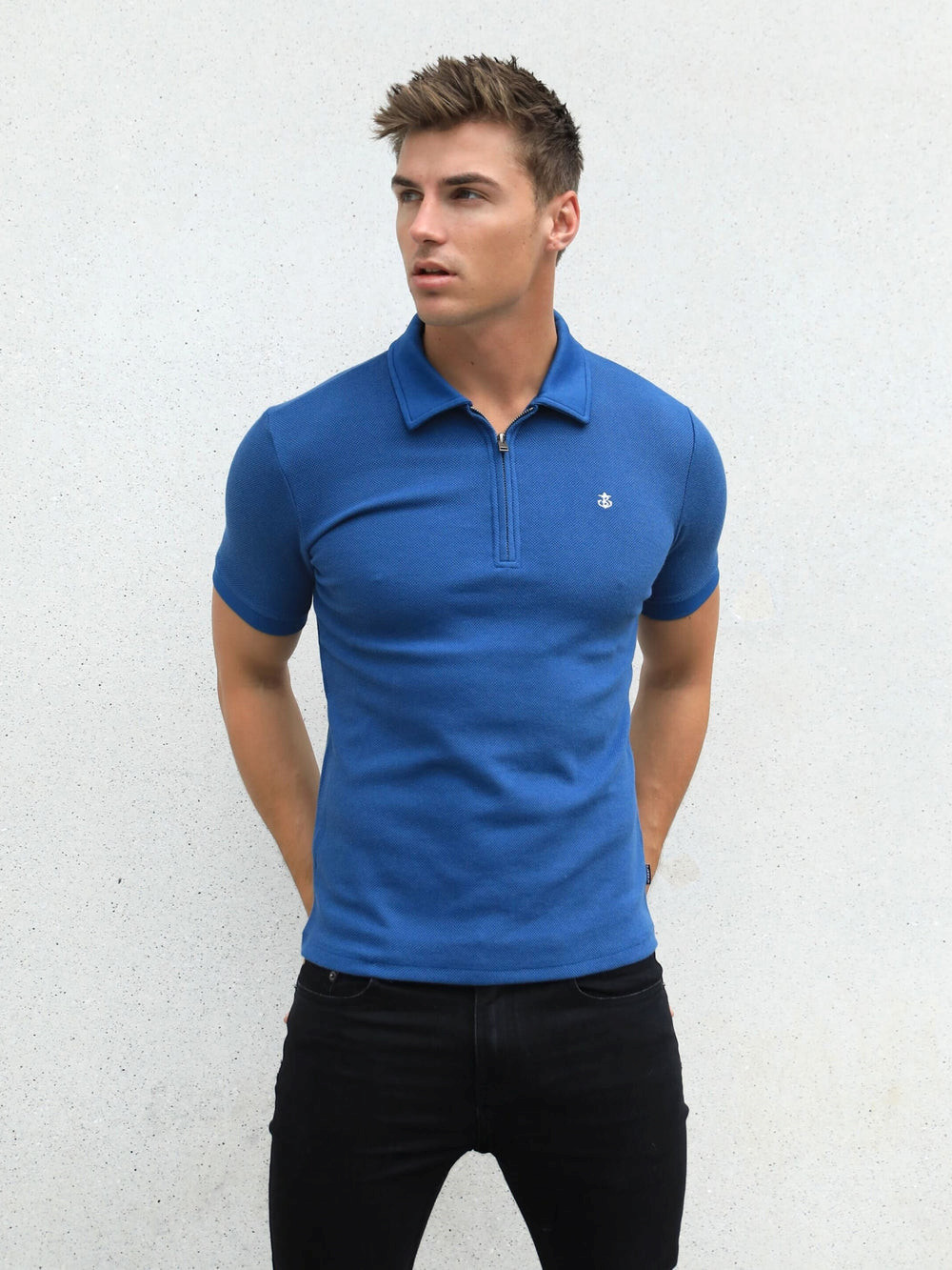 Blakely Toulon Textured Polo Blau | XEMCLOT-16