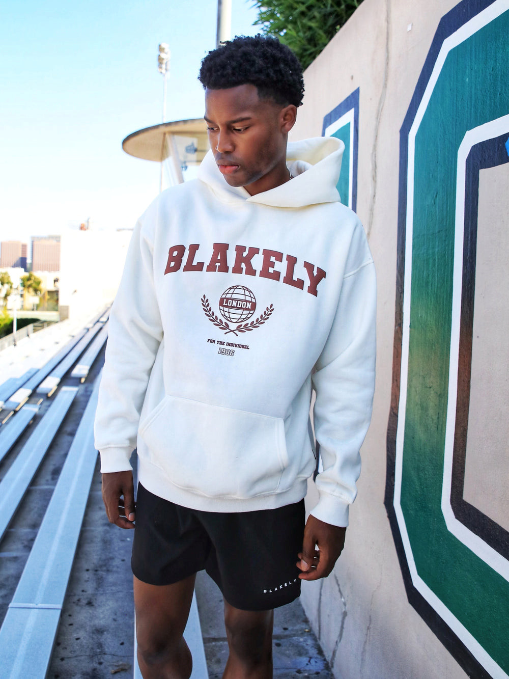Blakely Varsity Relaxed Hoodie Weiß | XBONPKE-64